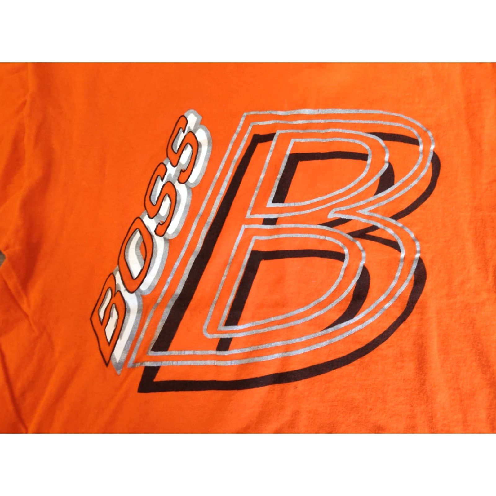 Vintage VINTAGE Boss T-Shirt Men 90s Short Sleeve Cotton Orange Graphic Print Shadow Box XL Made in USA Size US XL / EU 56 / 4 - 3 Thumbnail