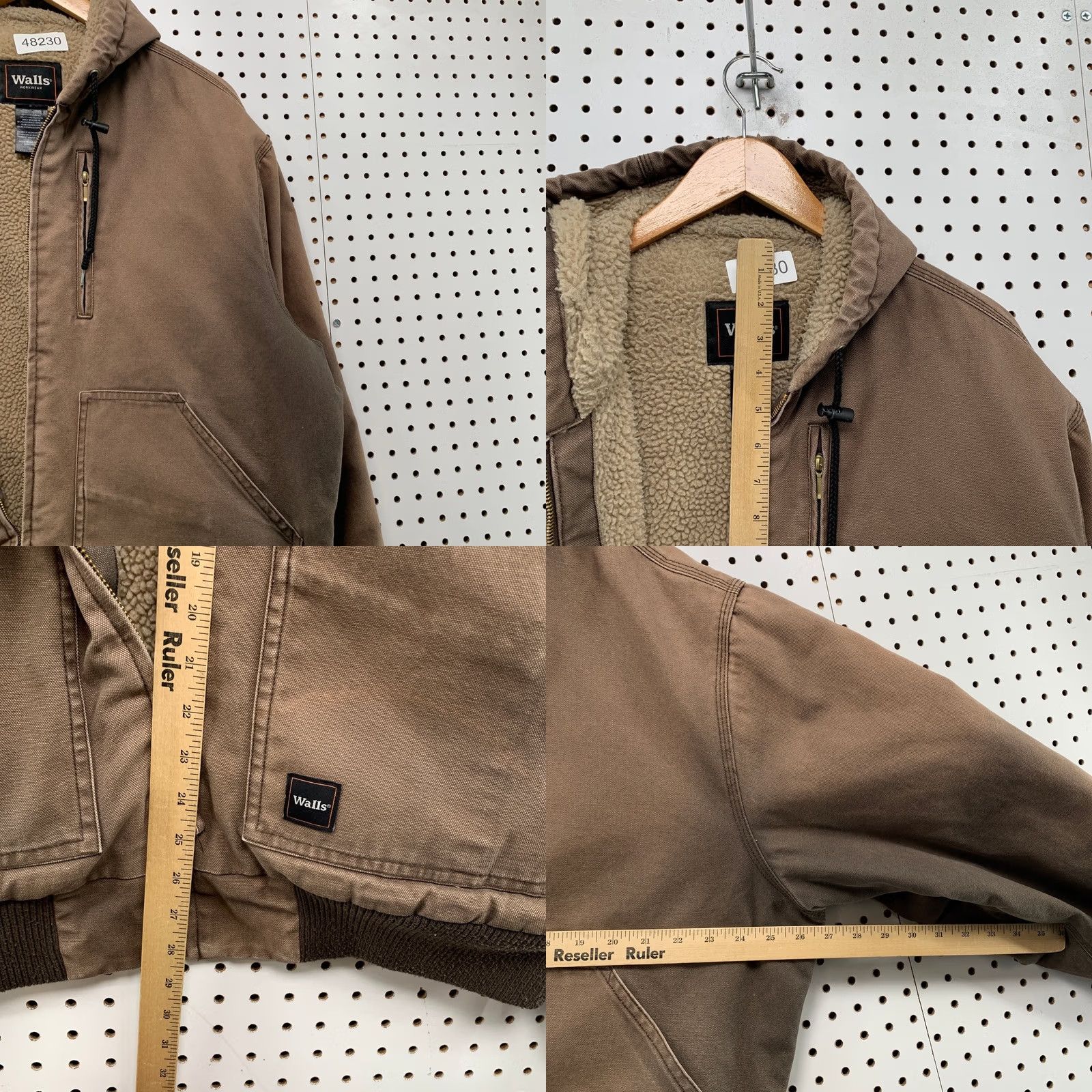 Walls Walls Canvas Jacket Mens Large Faded Brown Sherpa Lined Workwear Hooded Mocha Size US L / EU 52-54 / 3 - 9 Thumbnail