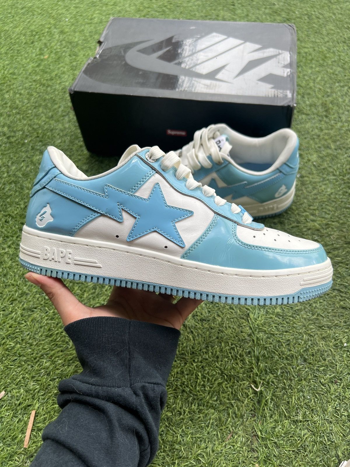 Bape Bape sta Low Leather UNC Blue Size US 9.5 / EU 42-43 - 1 Thumbnail