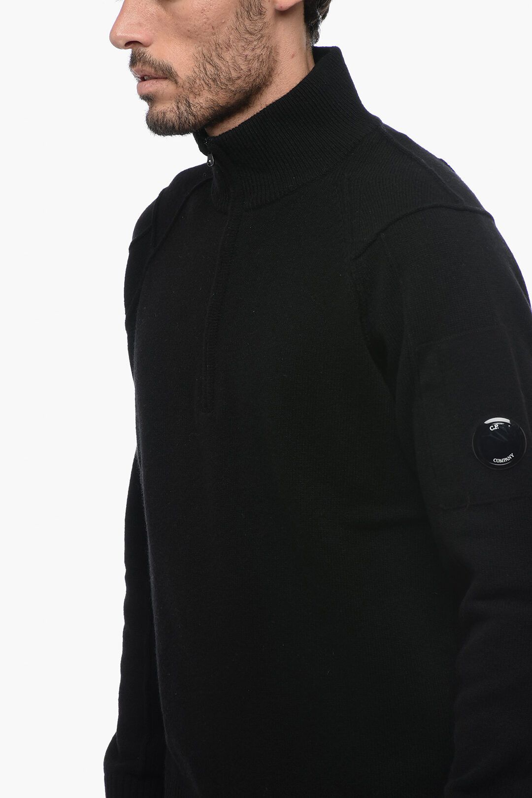 C.P. Company og1mm1024 Mockneck Sweater in Black Size US M / EU 48-50 / 2 - 3 Thumbnail