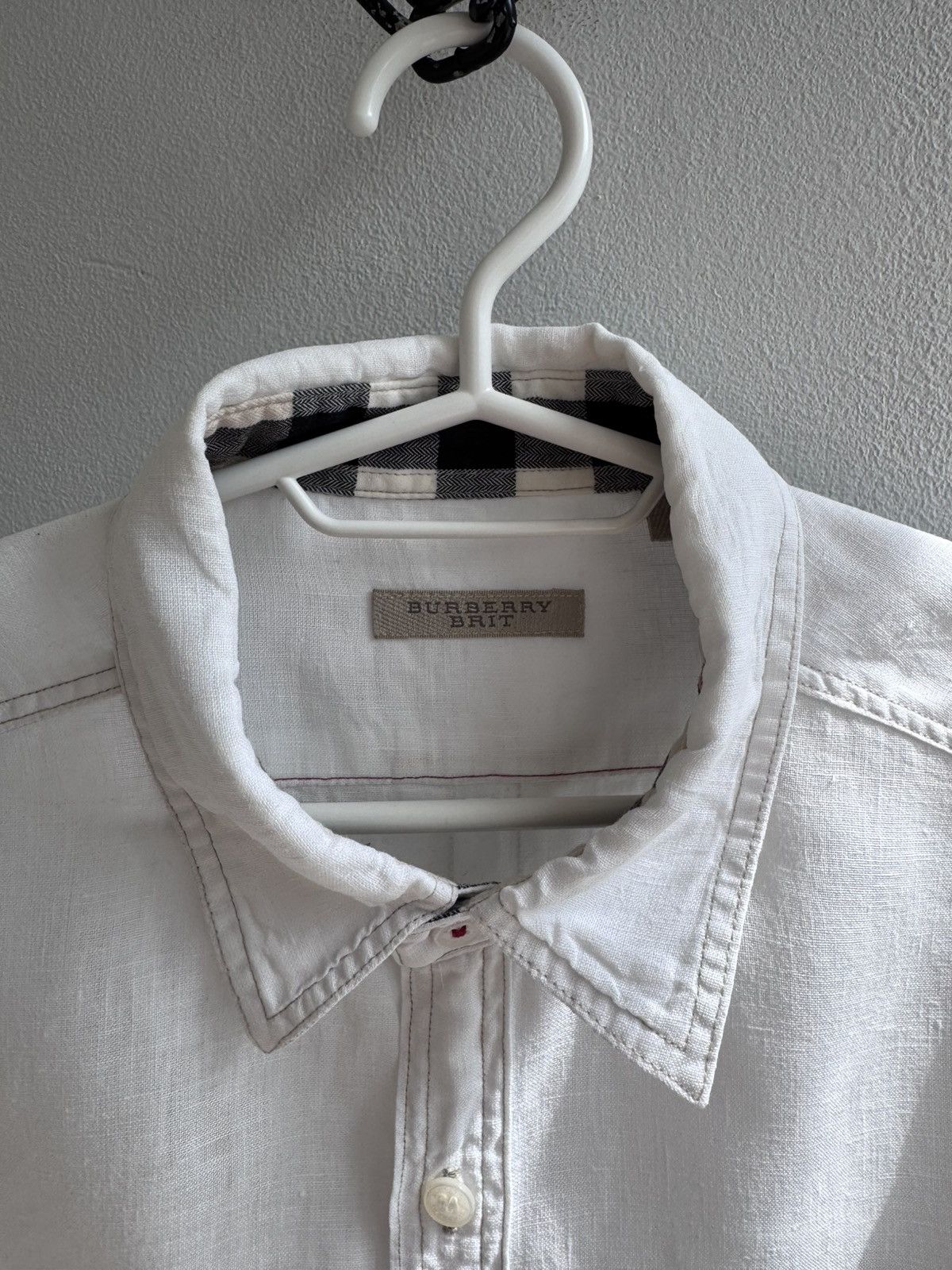 Burberry Burberry Brit White Linen Long Sleeve Pocket Shirt Luxury Size US M / EU 48-50 / 2 - 5 Thumbnail