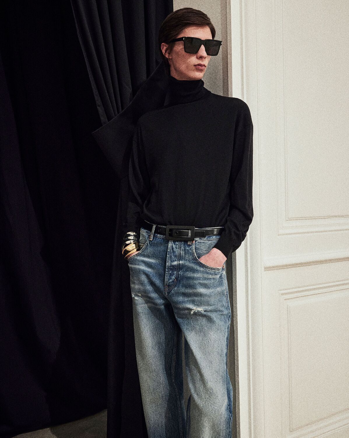 Saint Laurent Paris o1s1wg110625 757276 Long Extreme Baggy Jeans Medium Denim Size US 29 - 4 Thumbnail