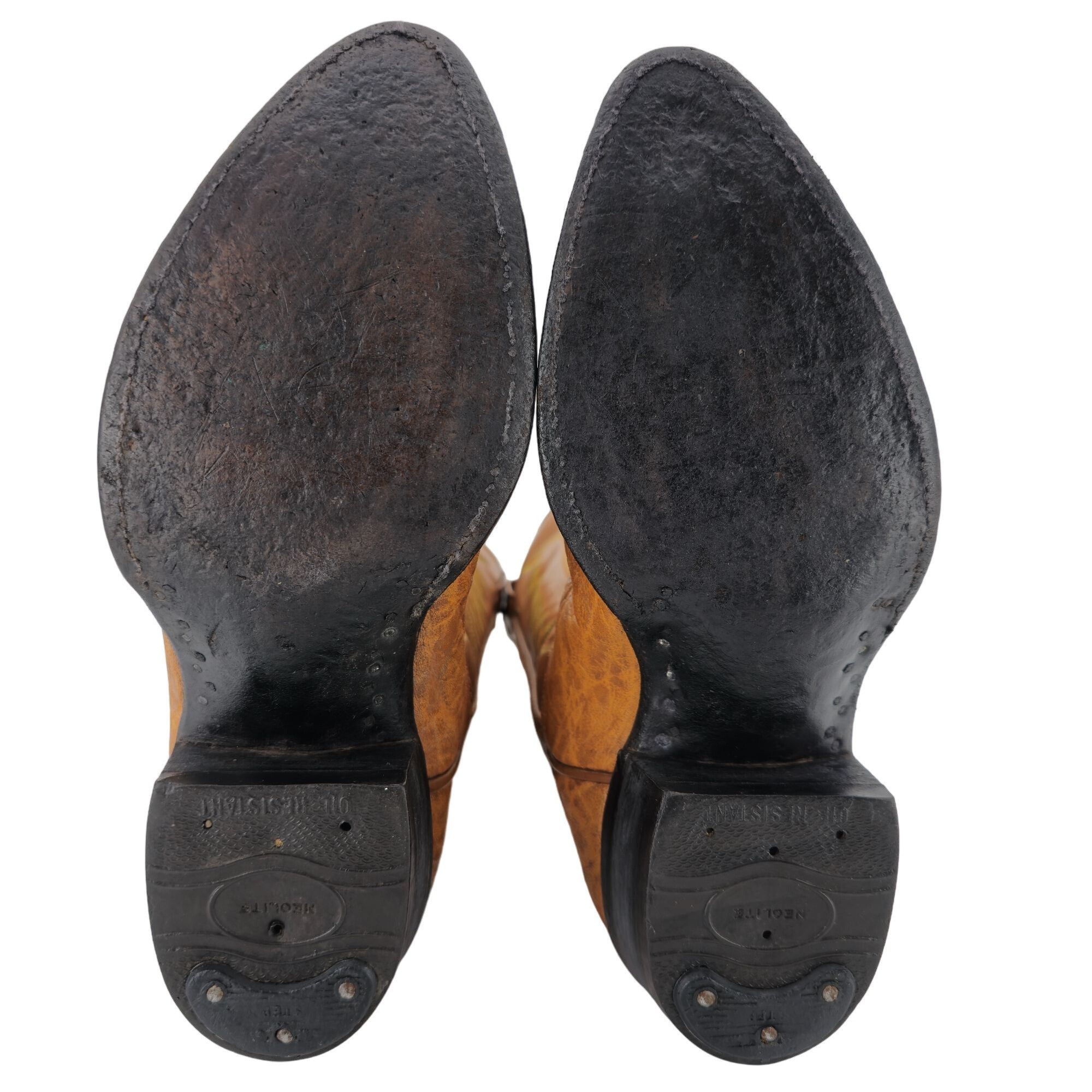 Other Vintage Exotic Hide Mens 6.5D Orange - Brown Leather Boots Size US 6.5 / EU 39-40 - 5 Thumbnail