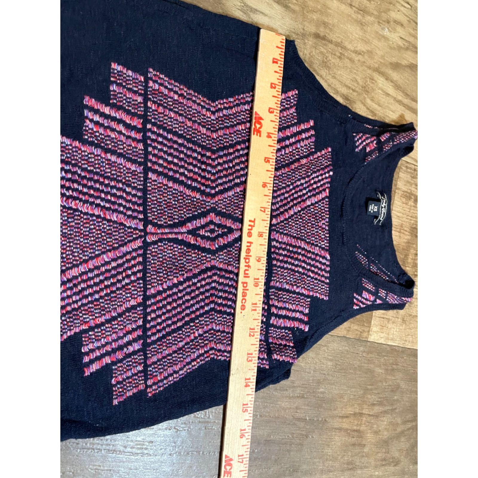 Lucky Brand Lucky Brand Top Womens XS Sleeveless Knit Blue Pull Over Aztec Pattern Size XS / US 0-2 / IT 36-38 - 3 Thumbnail