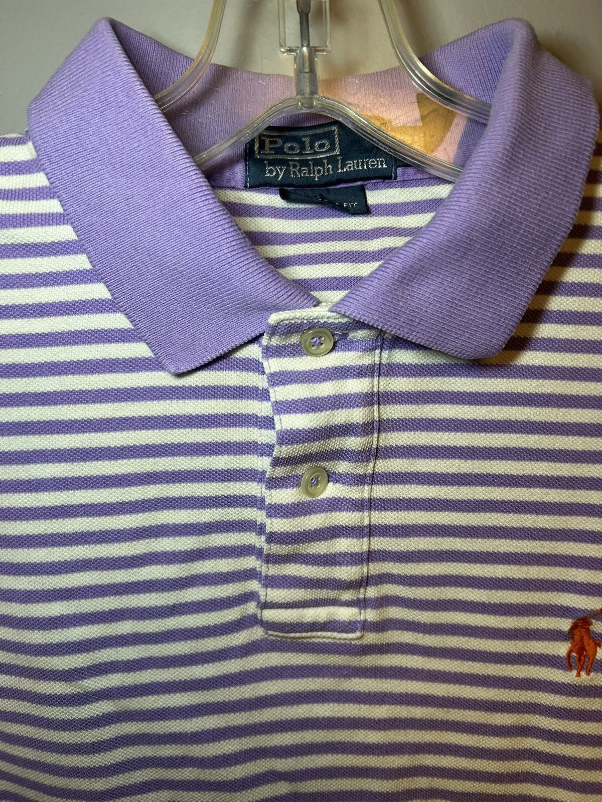 Polo Ralph Lauren Vintage Polo by Ralph Lauren purple/white striped polo shirt Size US L / EU 52-54 / 3 - 7 Thumbnail