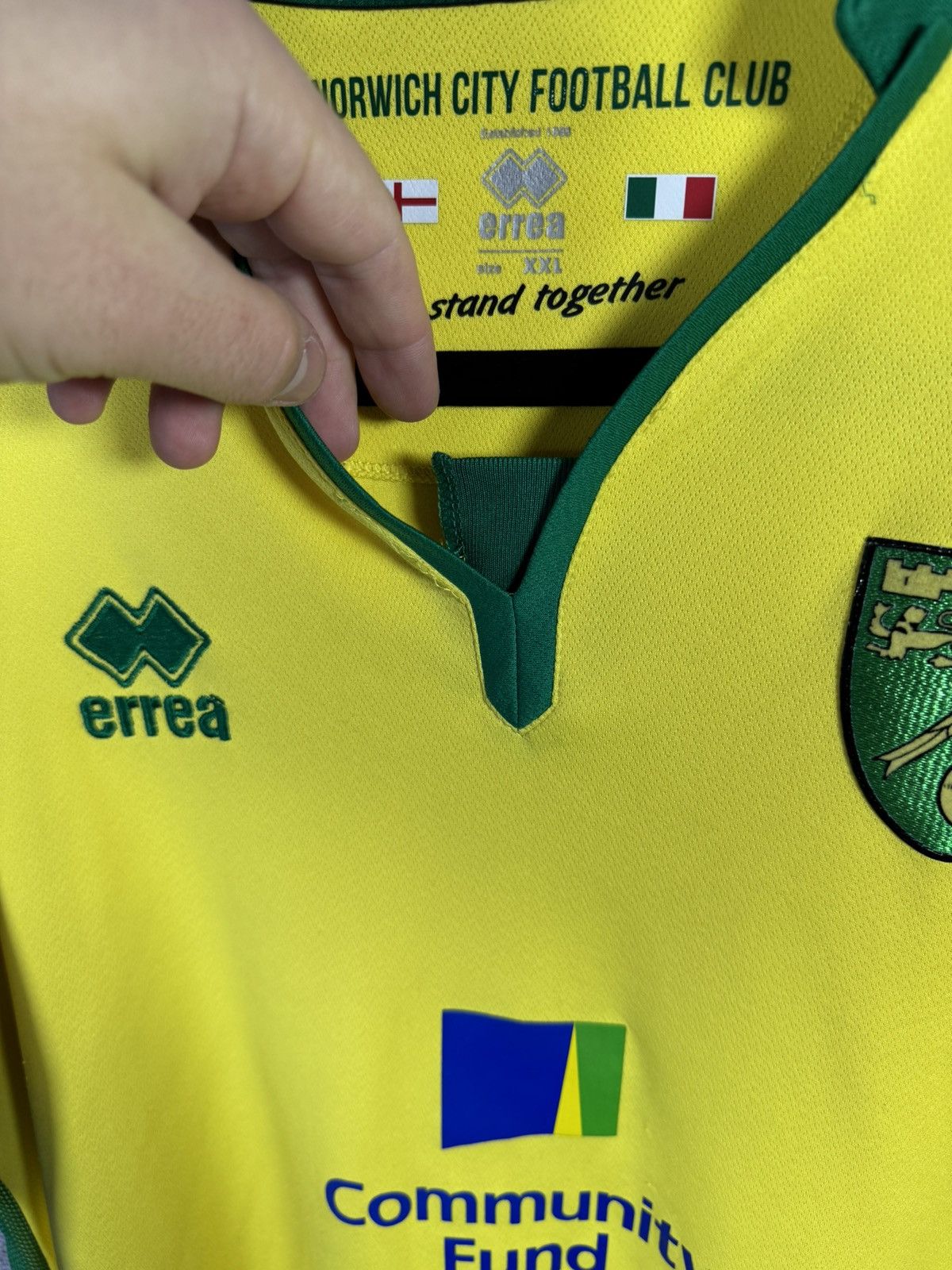 Errea × Vintage Vintage Norwich City 2016/17 Errea Soccer Jersey Blokcore Size US XXL / EU 58 / 5 - 9 Thumbnail