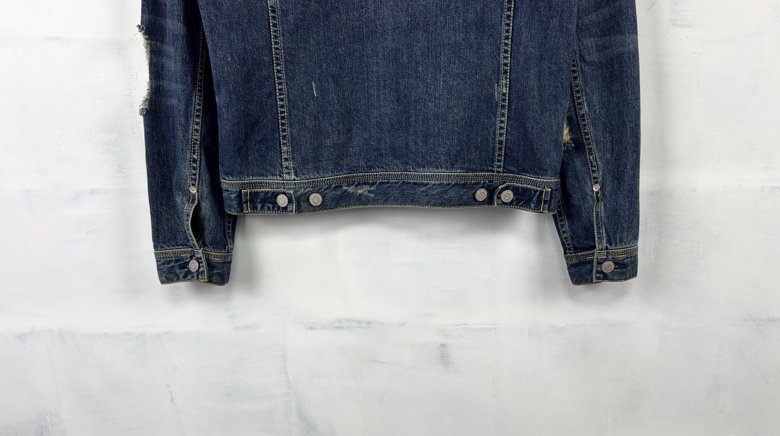 Japan Rags Japan RAGS Francaise Creation Distressed Denim Jacket Size US L / EU 52-54 / 3 - 10 Thumbnail