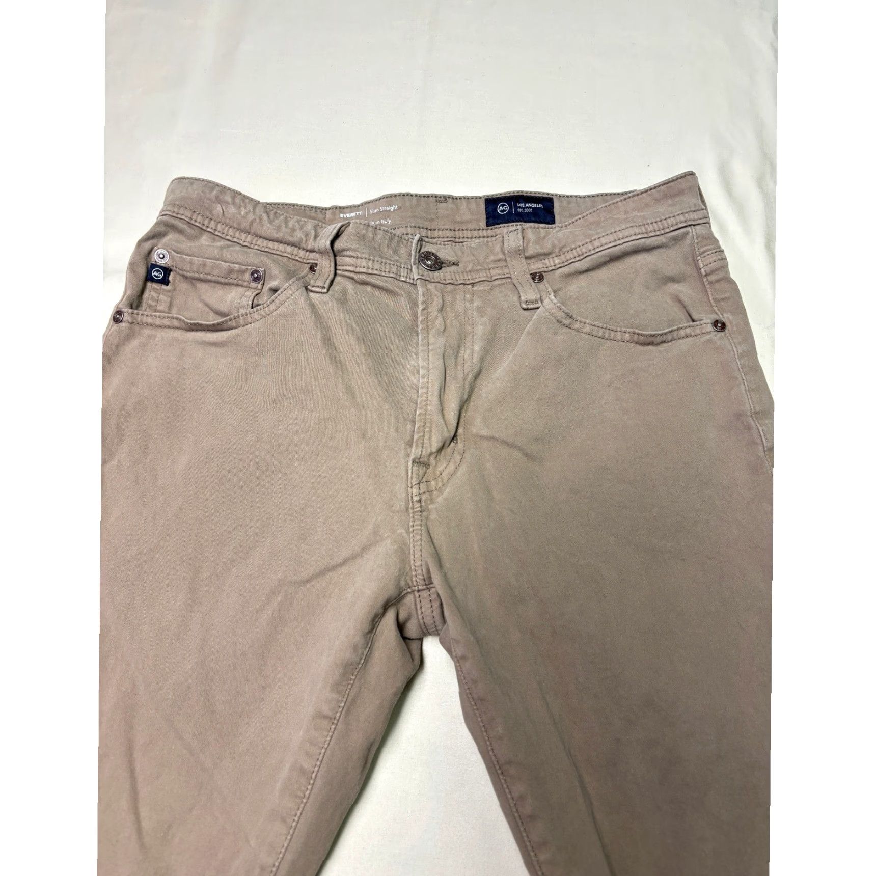 AG Jeans AG Jeans Everett Slim Straight Chinos Tan Mens 31x31 Cotton Elastane Chino Pants Slim Straight Tan Casual Workwear Mens Size US 31 - 2 Thumbnail