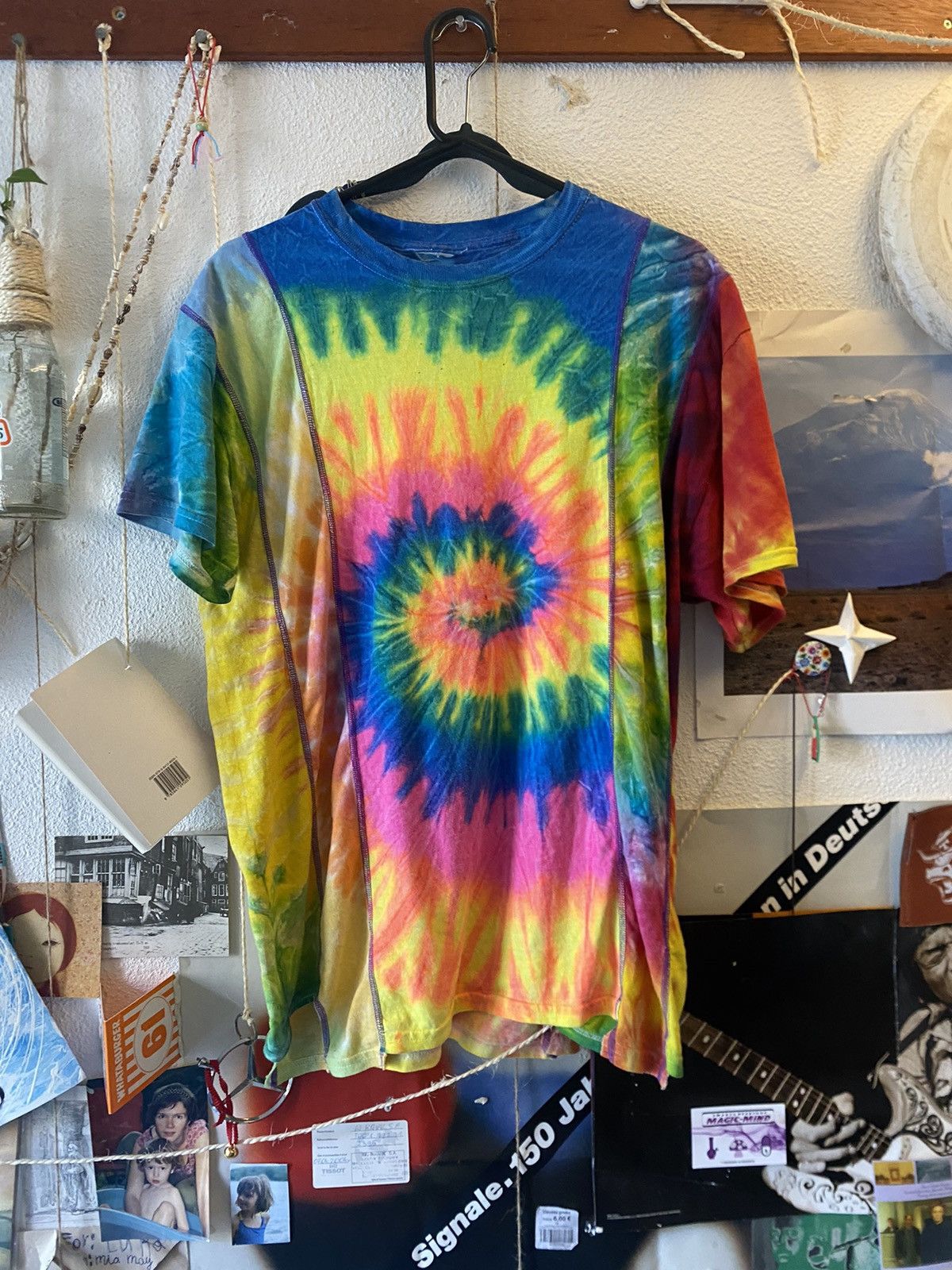 image of Needles Japan 7 Cut And Sew T Remade T Shirt in Tie/Dye, Men's (Size Medium)