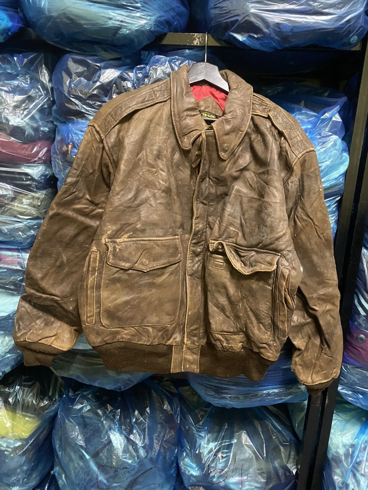 Other Vintage “King of Shot Down” Bomber Leather Jacket Aircraft Size US L / EU 52-54 / 3 - 4 Thumbnail