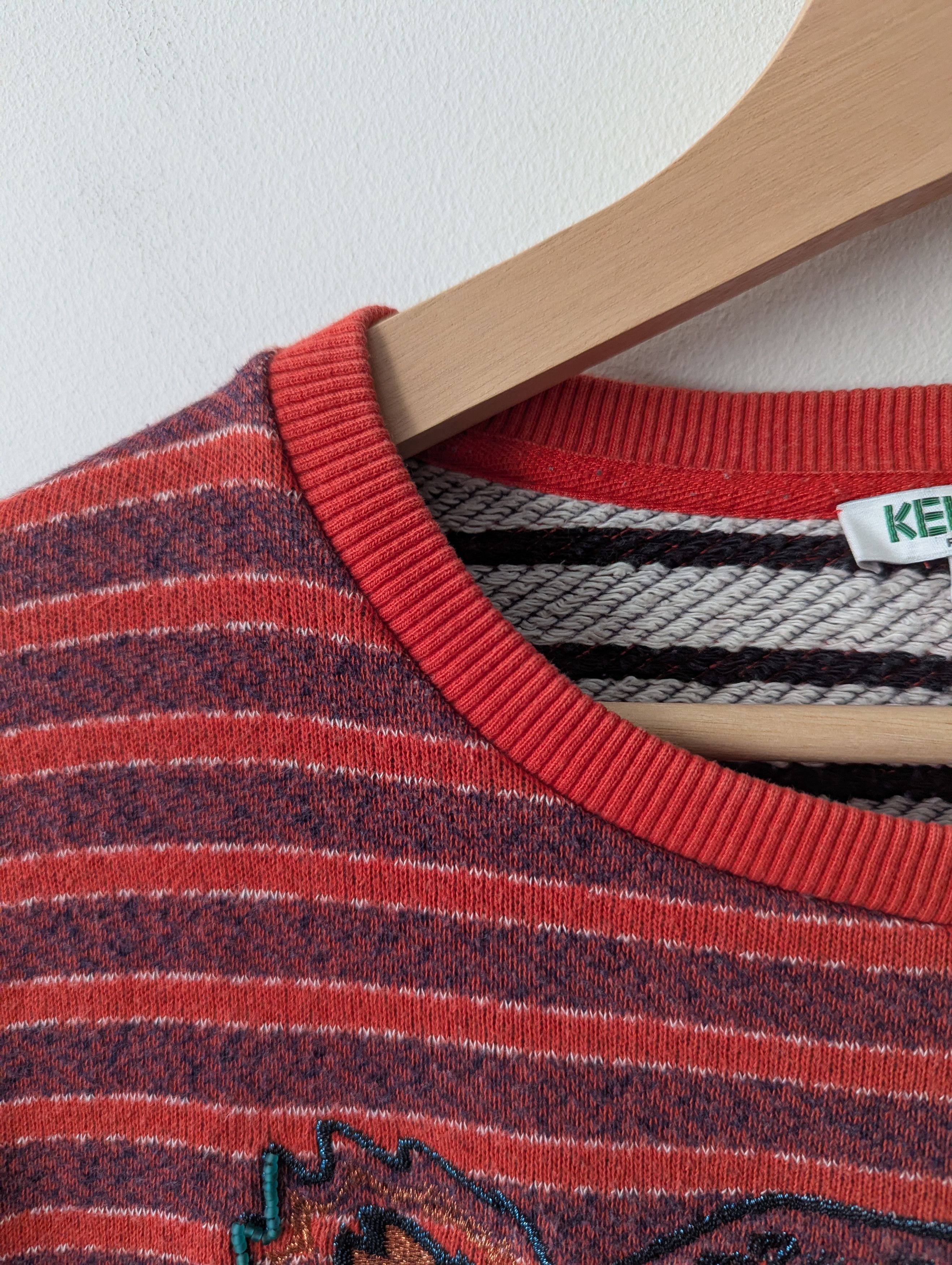 Kenzo Kenzo Paris Tiger Embroidered Sweatshirt Striped Red S M Size M / US 6-8 / IT 42-44 - 8 Thumbnail