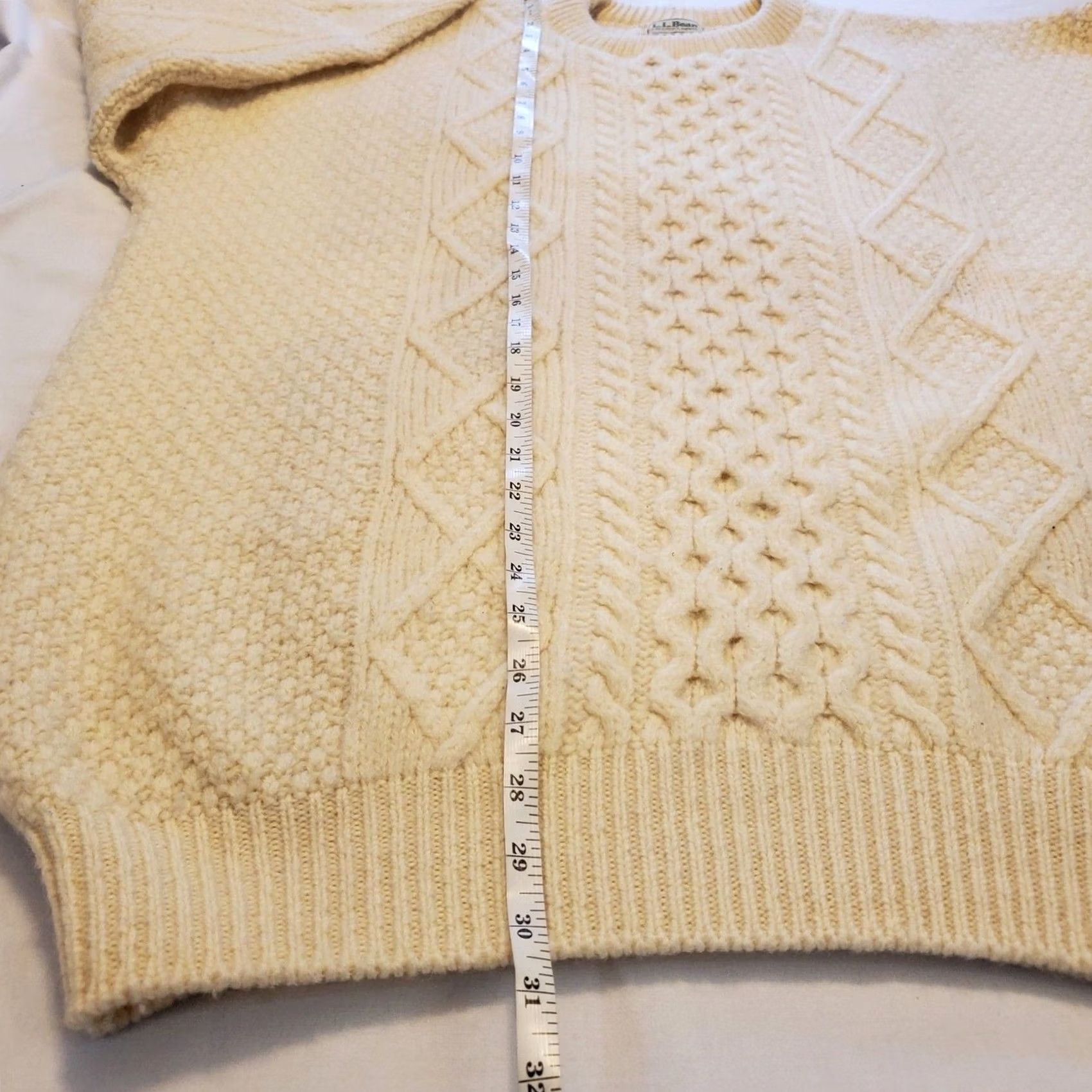 Vintage VINTAGE LL Bean Sweater Mens XL Long Crew Neck Wool Cable Knit Fisherman 90s 80s USA Hand Wash Only Size US XL / EU 56 / 4 - 4 Thumbnail