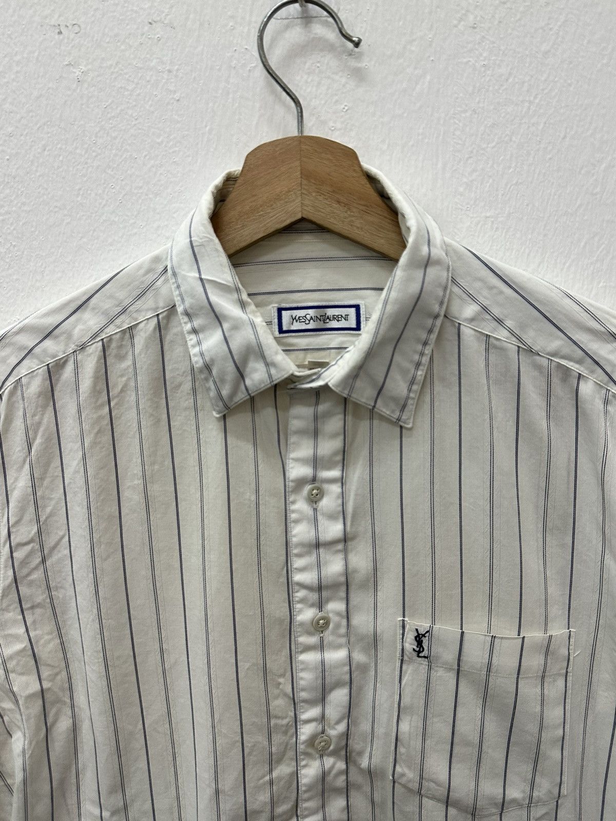 Saint Laurent Paris Vintage Yves Saint Laurent Logo Striped L/S Button Up Shirt Size US M / EU 48-50 / 2 - 13 Thumbnail