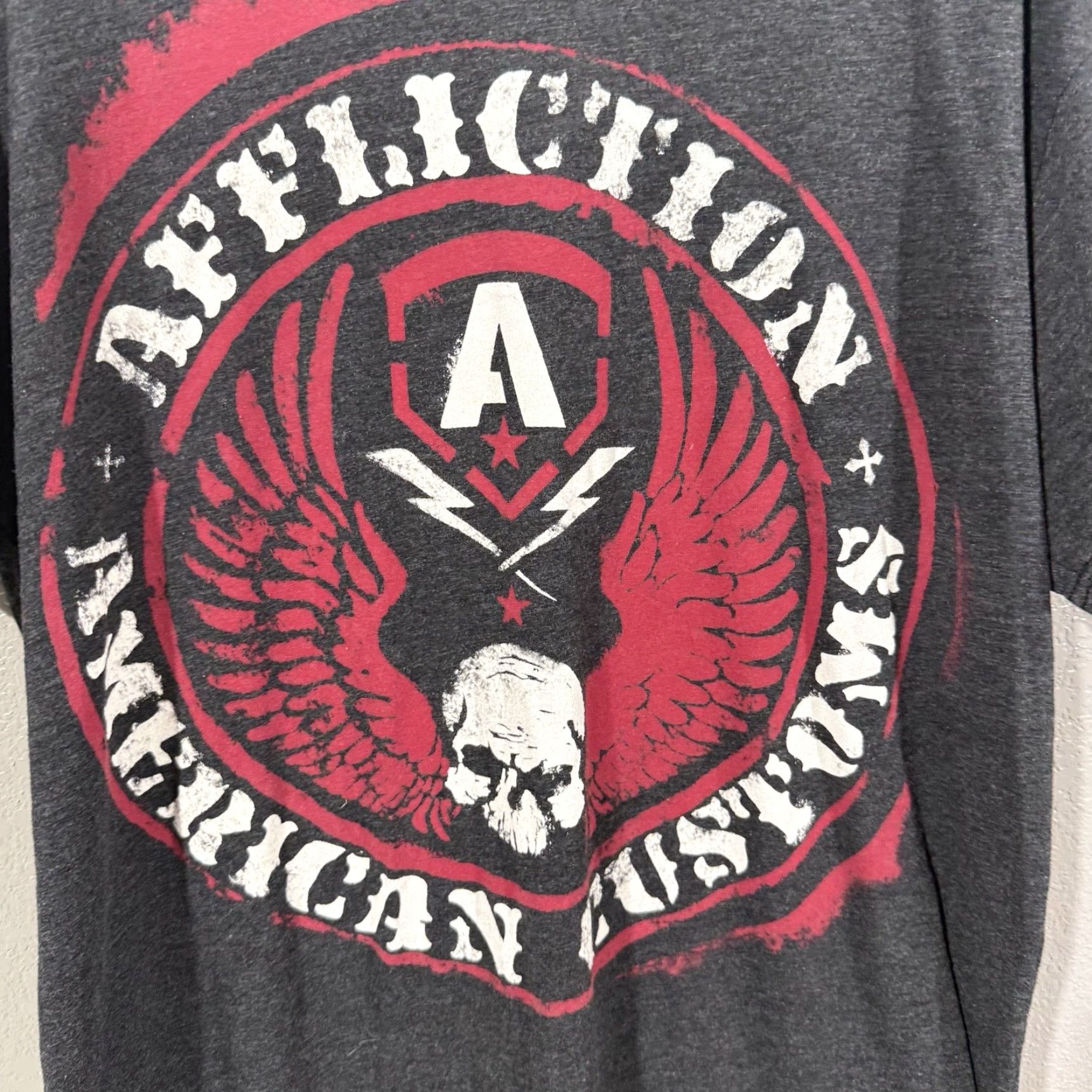 Affliction Affliction T Shirt XL Dark Gray USA Graphic Print Crew Neck Men Size US XL / EU 56 / 4 - 7 Thumbnail