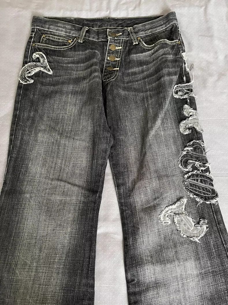 Yohji Yamamoto Tornado Mart Vintage Flared Jeans in Gray-2506 Size 33" - 3 Thumbnail