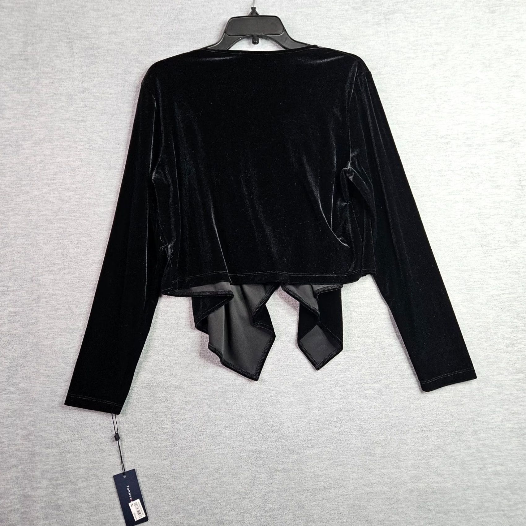 Tommy Hilfiger Tommy Hilfiger Black Velvet Cardigan Open Front L Women’s Lightweight Casual Velvet Jacket Size L / US 10 / IT 46 - 2 Thumbnail