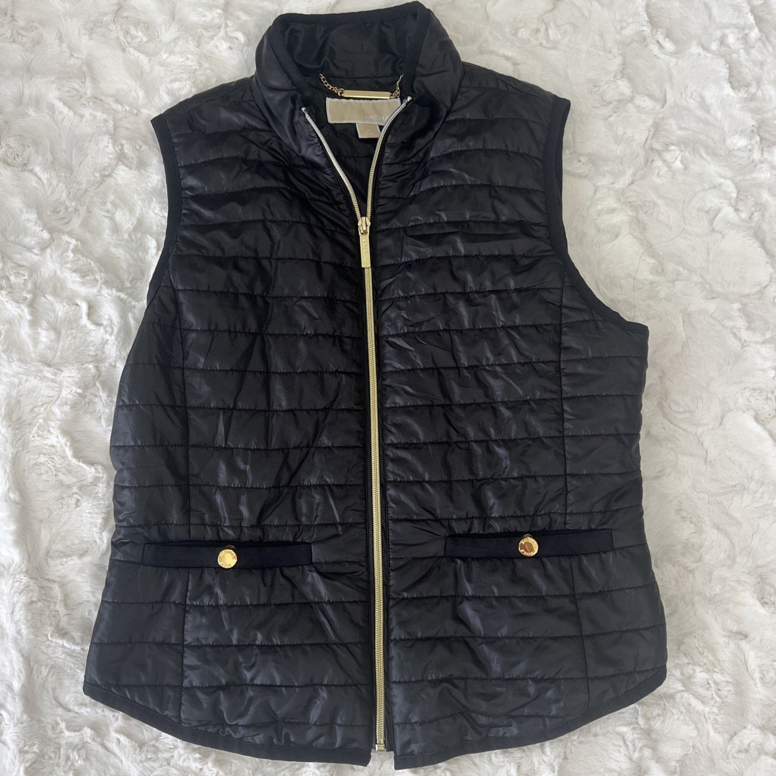 Michael Kors MICHAEL KORS Women's Puffer Vest Full Zip Size Med Black Size M / US 6-8 / IT 42-44 - 1 Thumbnail