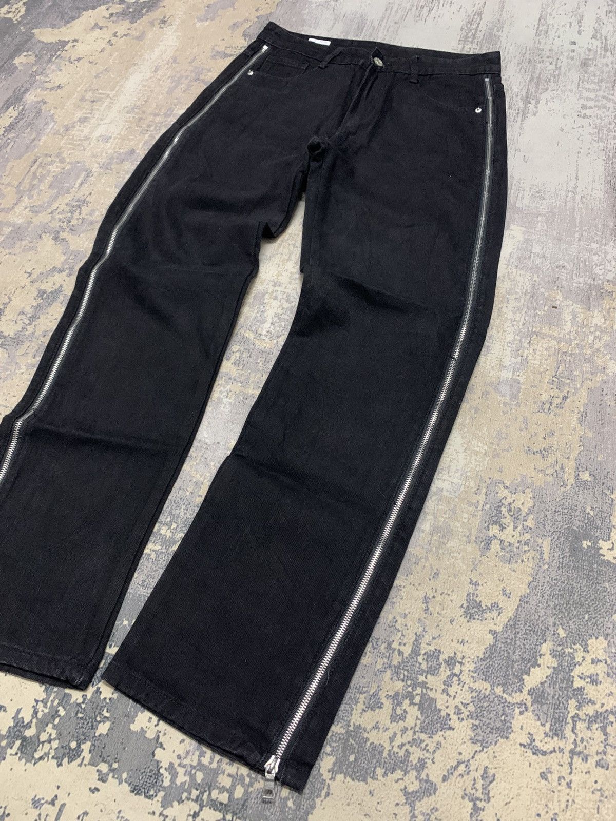 If Six Was Nine Y2K Fashion Zipper Black Flared Jeans Pant Size US 31 - 5 Thumbnail