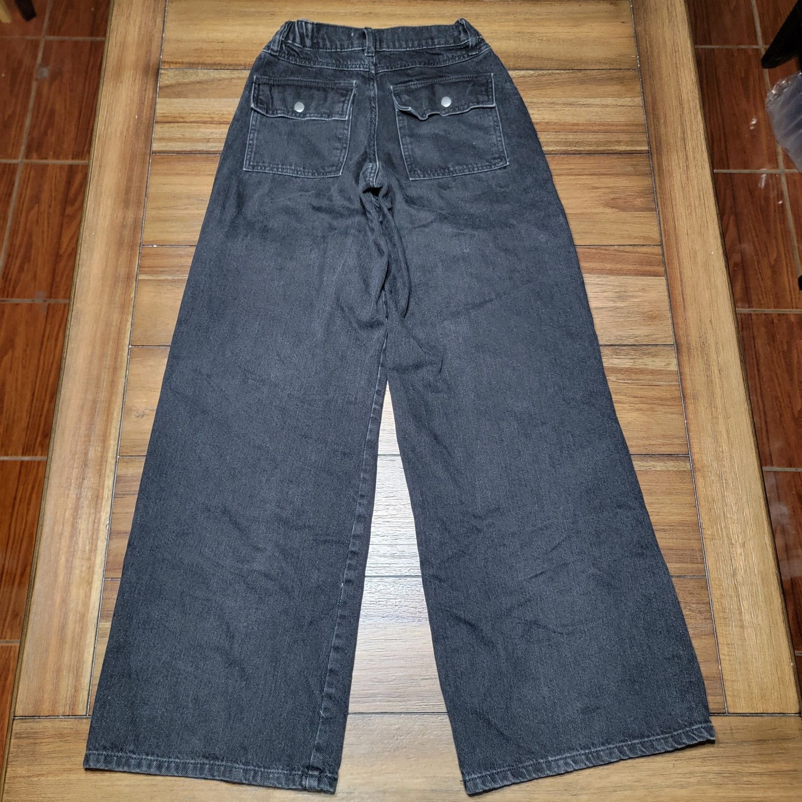 Forever 21 Forever 21 Cargo Wide Leg Black Denim Jeans - Size XS Size 22" - 3 Thumbnail