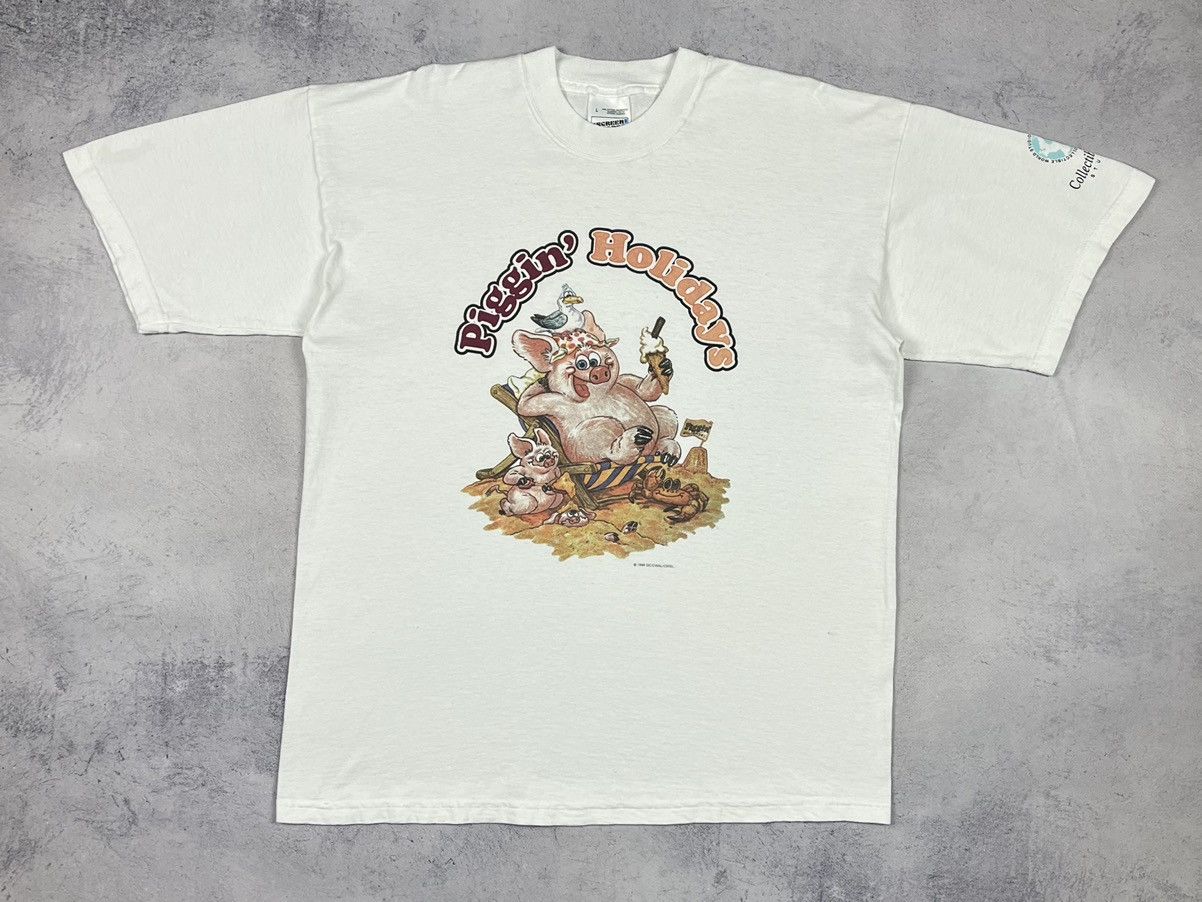 Vintage Vintage Piggin Holidays y2k humor graphic tee 1998 Size US L / EU 52-54 / 3 - 2 Thumbnail