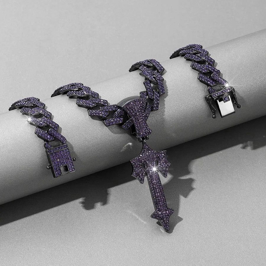 Jewelry Purple Sword Men Necklace Hip Hop Sword Pendant Necklace Size ONE SIZE - 4 Thumbnail