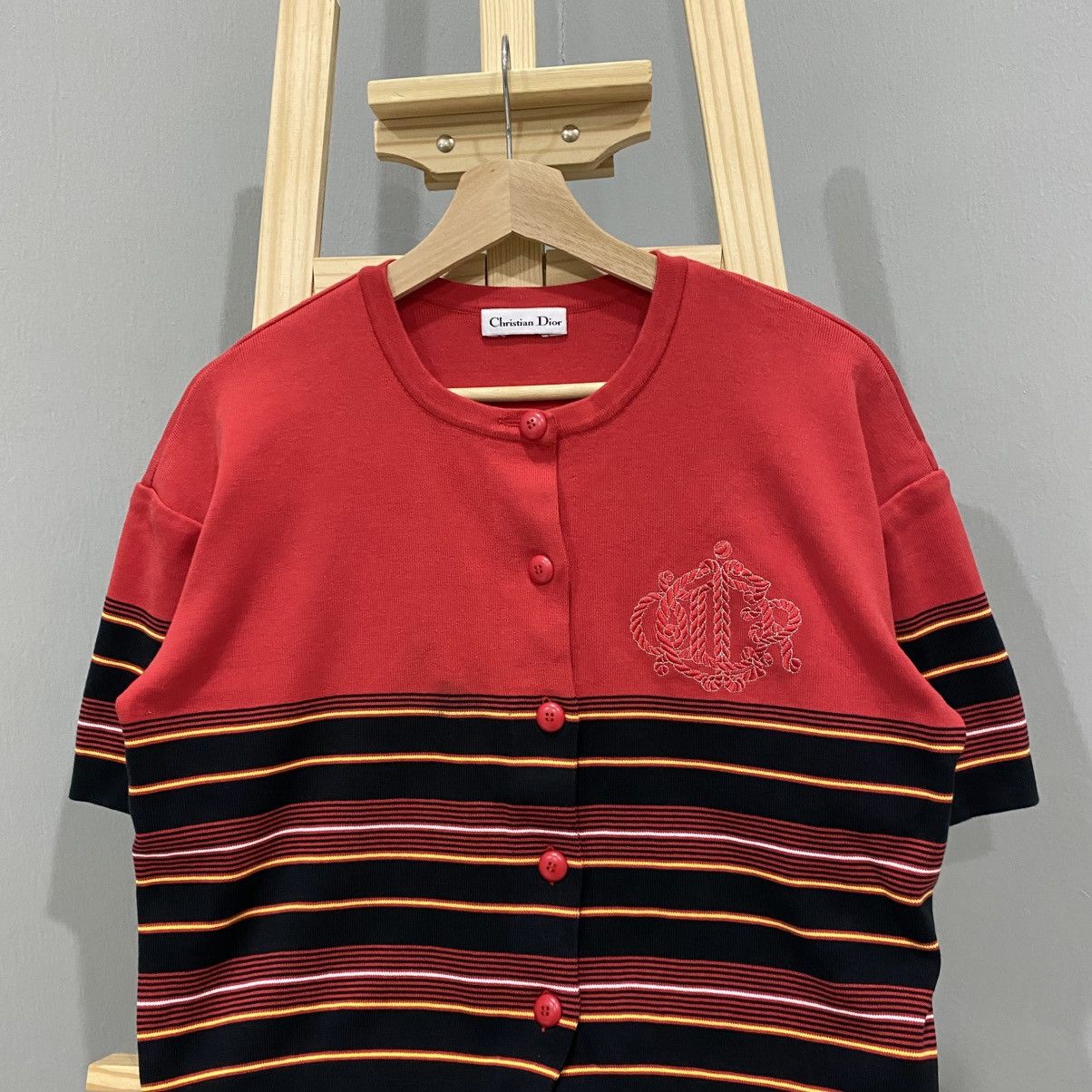 Christian Dior Monsieur Rare Vintage Christian Dior Embroidered Logo Knit Crop Top Size M / US 6-8 / IT 42-44 - 3 Thumbnail