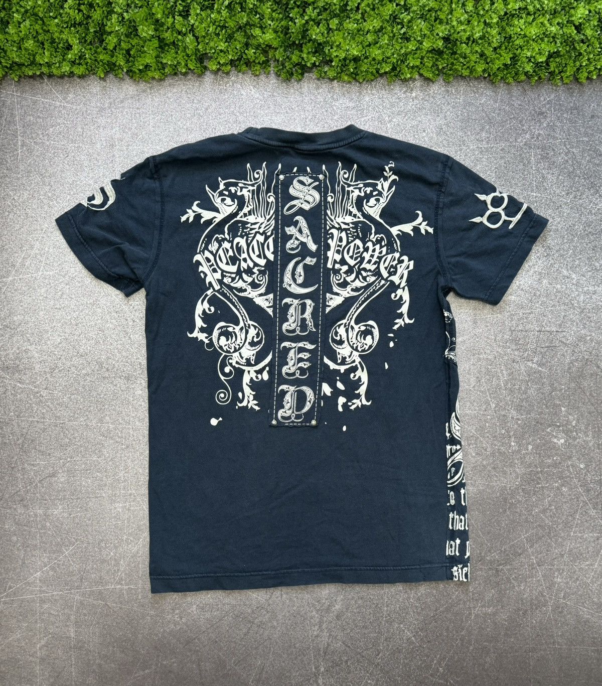 Affliction × Helix × Vintage Vintage Y2K Raw Blue Goth MMA Zipper Graphic T-Shirt Size US M / EU 48-50 / 2 - 2 Thumbnail