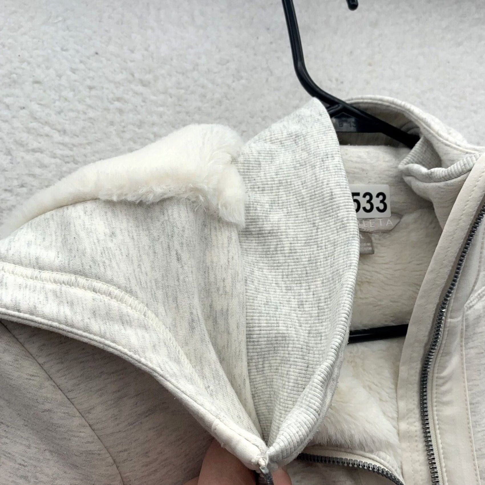 Athleta Athleta Jacket Womens L Faux Fur Lined Full Zip Pockets Hooded Ivory Size L / US 10 / IT 46 - 6 Thumbnail