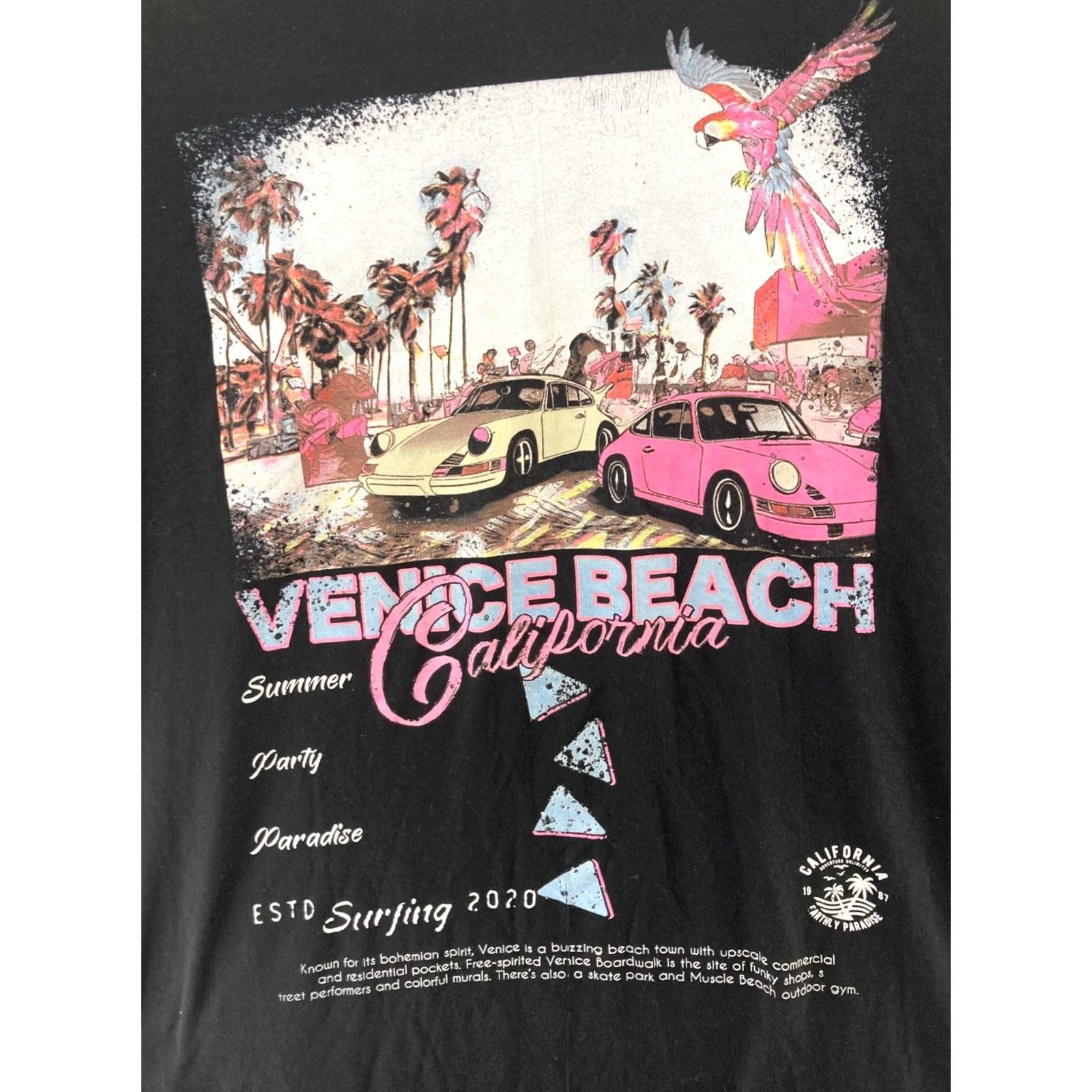 Vintage FRESH LAUNDRY Mens TShirt XL Black Beach Graphic Print Crew Neck Short Sleeve Adults Men Shirts Size US XL / EU 56 / 4 - 7 Thumbnail