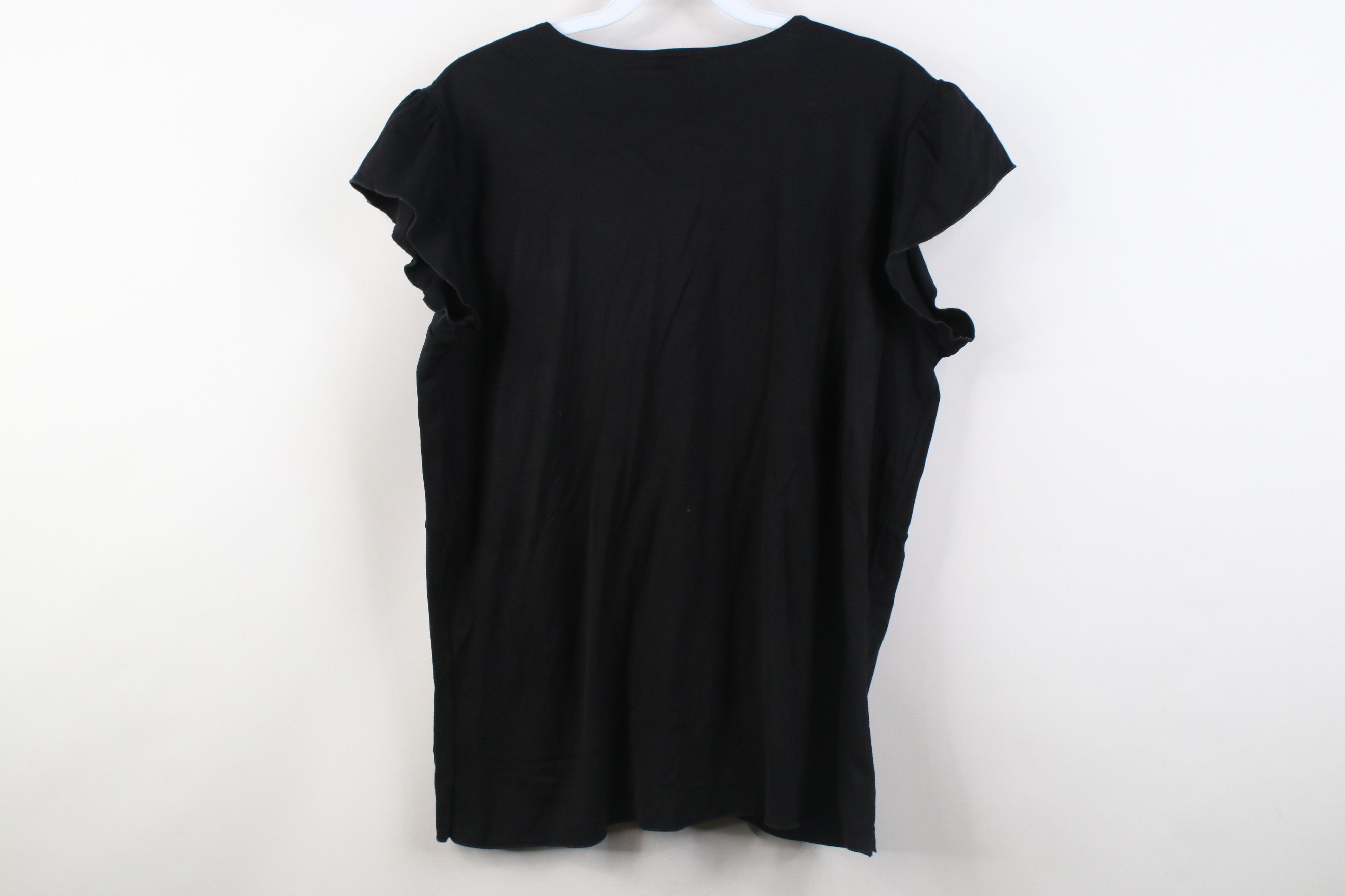Vintage Vintage 90s Y2K Babydoll Fairy V-Neck Shirt Top Black USA Size XXL / US 16-18 / IT 52-54 - 9 Thumbnail