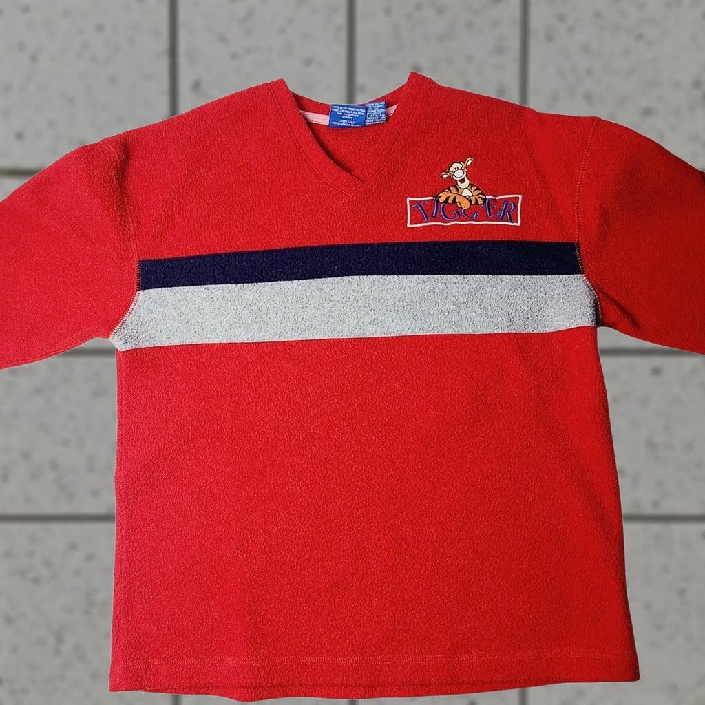 Disney VINTAGE Disney Women’s Pullover V-neck Fleece Red 90s Pooh Collection S Sweater Womens Size S / US 4 / IT 40 - 1 Thumbnail