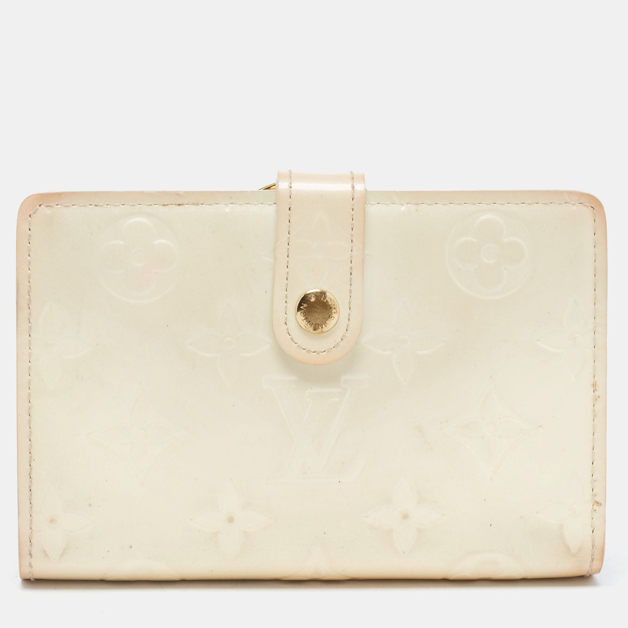 image of Louis Vuitton Perle Monogram Vernis French Wallet in White, Women's