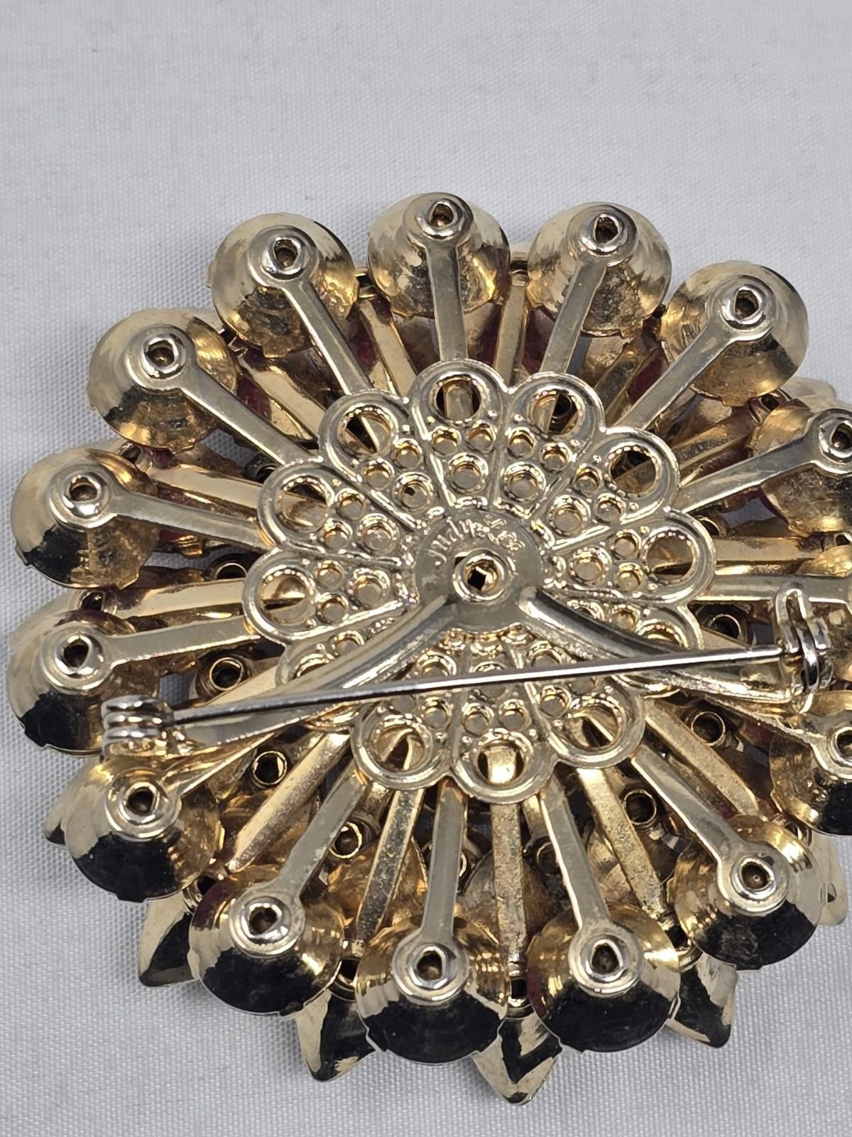 Other Vintage Signed Judy Lee Pink Purple Rhinestone Floral Brooch Size ONE SIZE - 4 Thumbnail