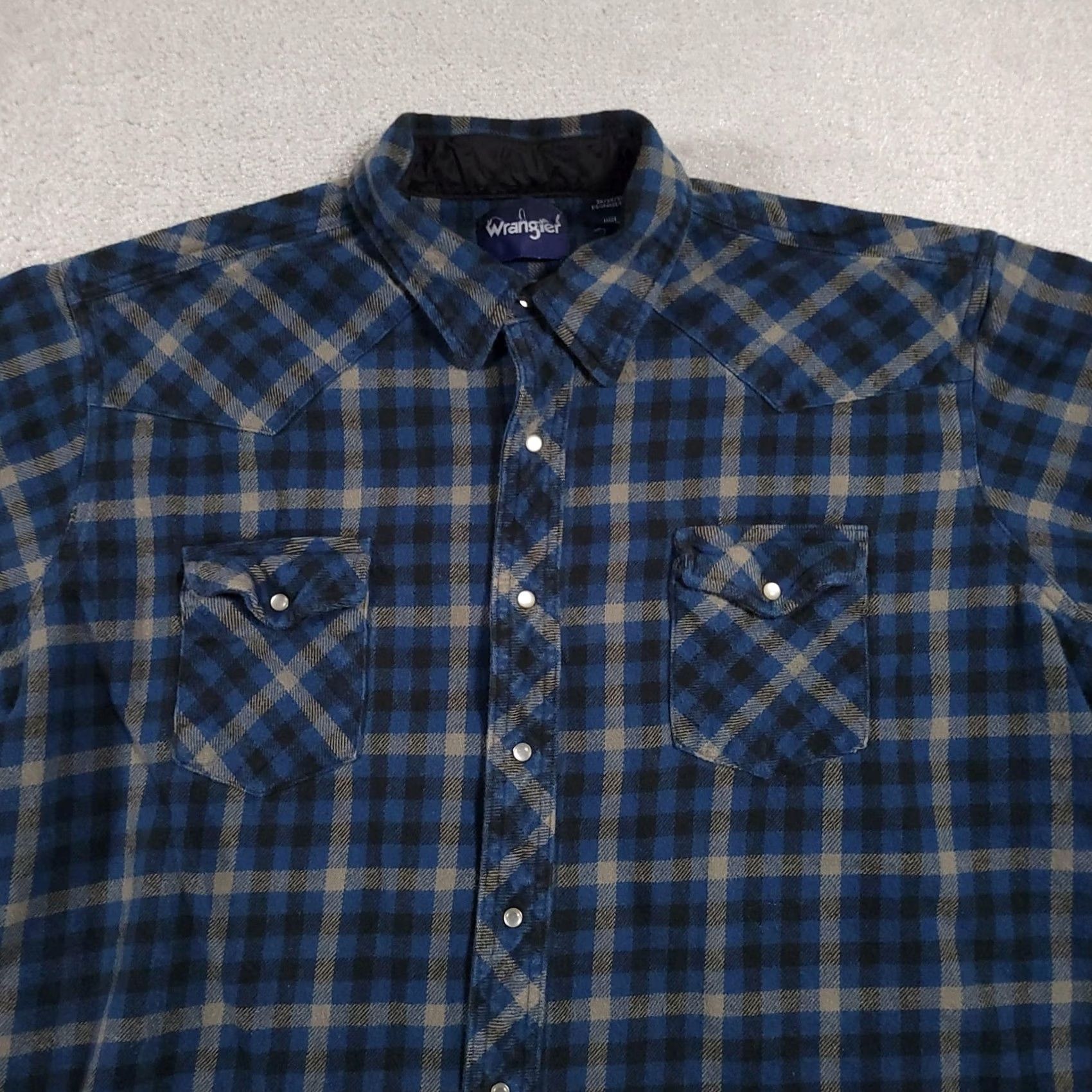 Wrangler VINTAGE Wrangler Shirt Mens 3X Blue Black Pearl Snap Western Flannel Plaid Long Sleeve Size US XXL / EU 58 / 5 - 3 Thumbnail