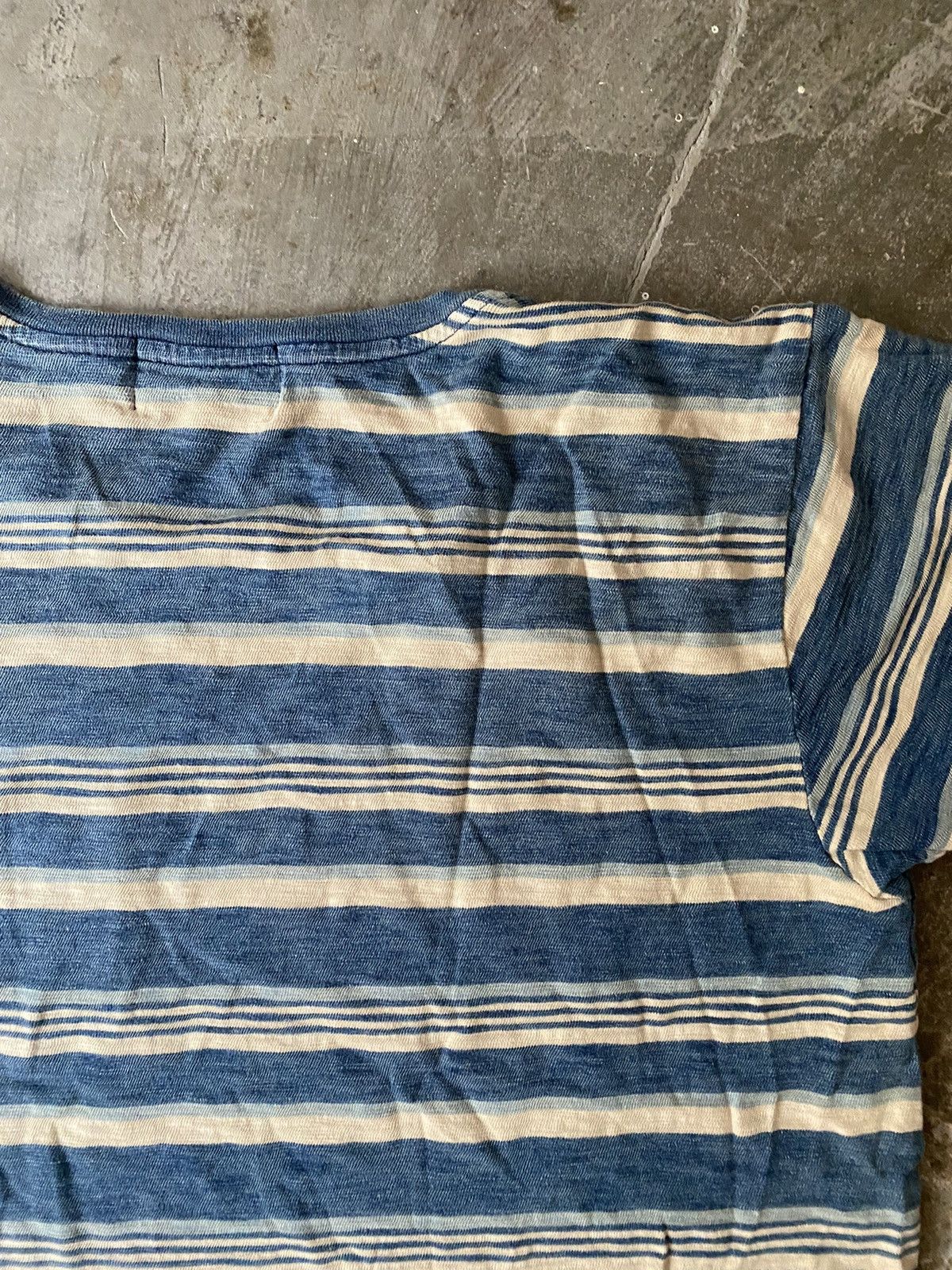 RRL Ralph Lauren RRL Indigo Striped Pocket Tee Kapital Visvim Levis Size US L / EU 52-54 / 3 - 7 Thumbnail