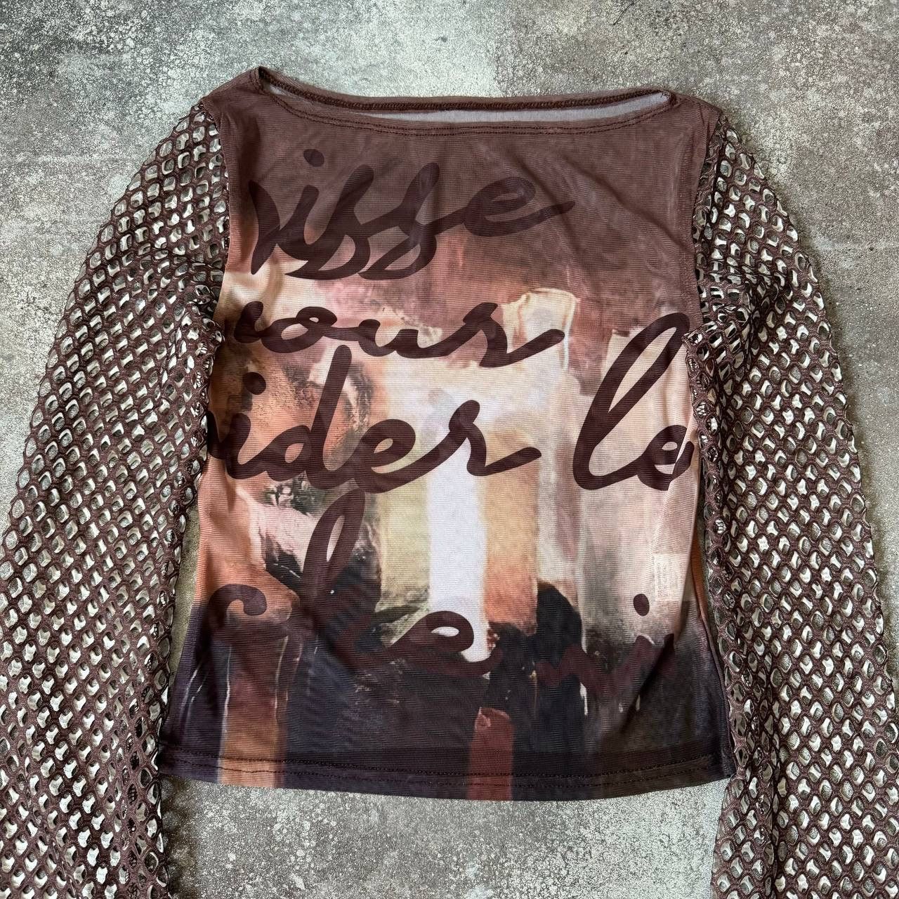 20471120 Y2K Japanese Mesh Long Sleeve Top (like Jean Paul Gaultier) Size M / US 6-8 / IT 42-44 - 2 Thumbnail