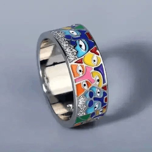 Japanese Brand Mizuhara x moto Multicolor Eyes Ring Size ONE SIZE - 1 Thumbnail