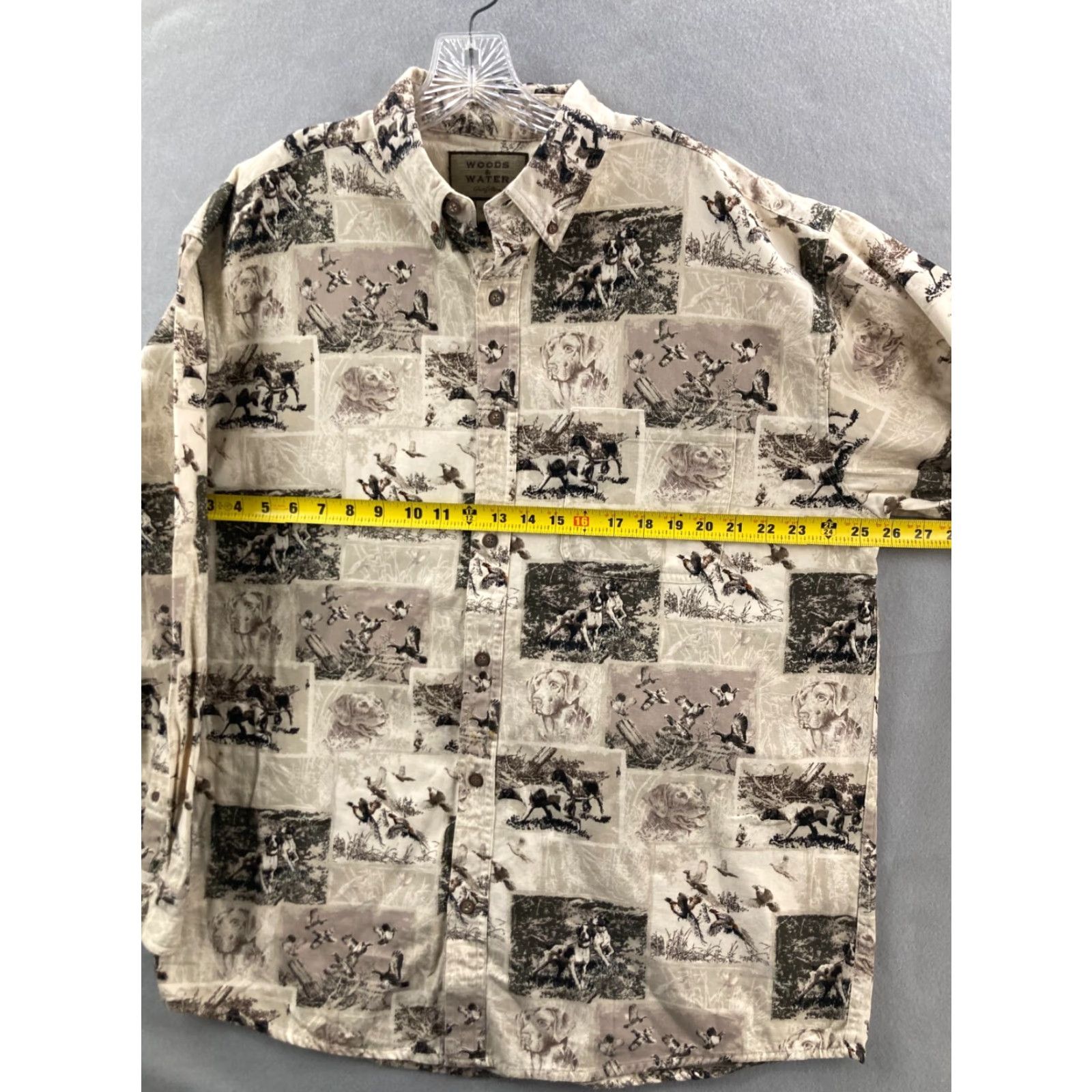Vintage AND Woods & Water Shirt Mens XL Beige Button-Down Long Sleeve Cotton Fish AOP Vintage No N/A Mens XL Beige Button-Down Shirt Size US XL / EU 56 / 4 - 2 Thumbnail