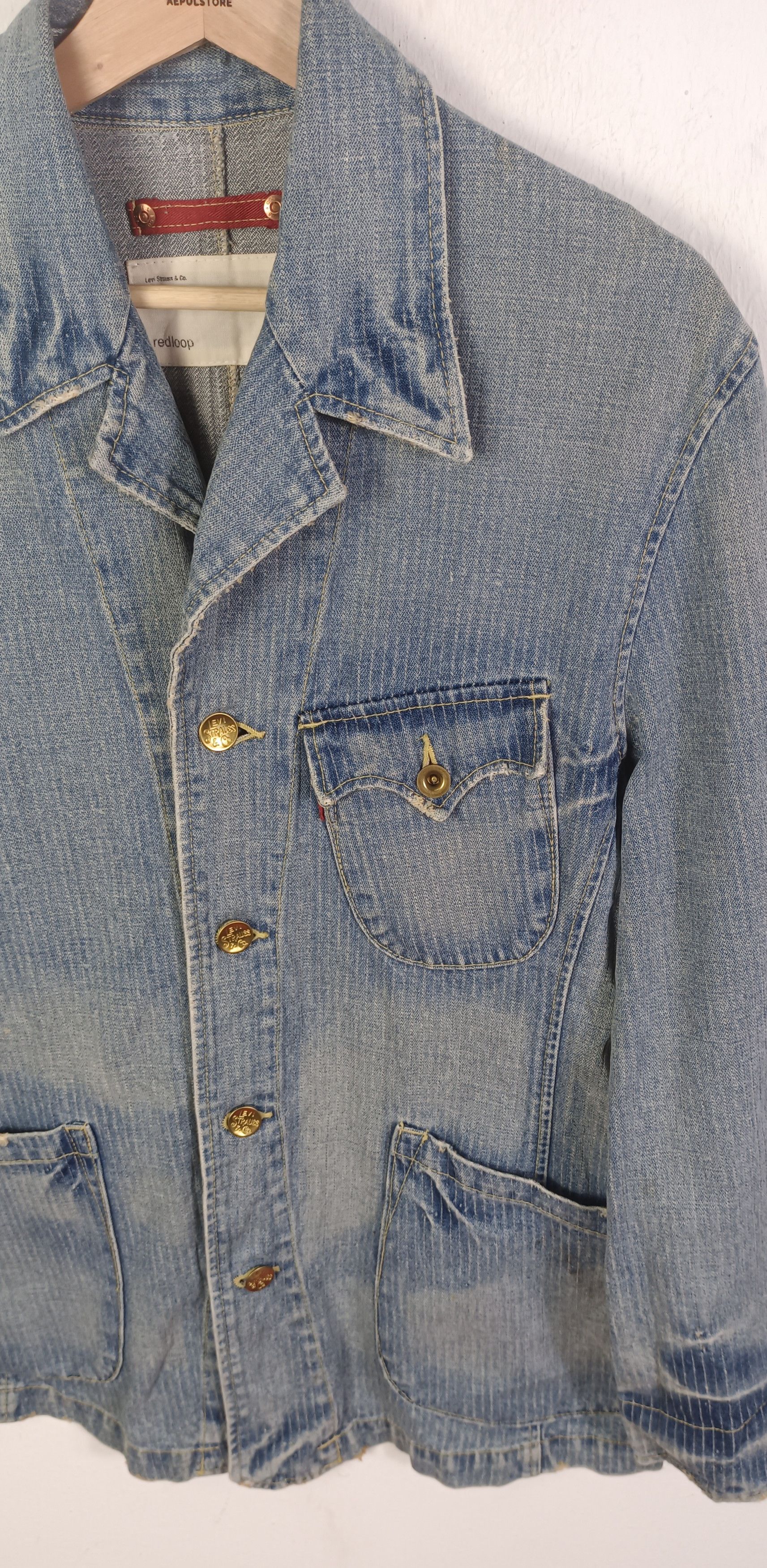 Levi's Vintage Clothing 🔥 Levi's Red Loop Hikory Chroe Denim Jacket Size US M / EU 48-50 / 2 - 6 Thumbnail