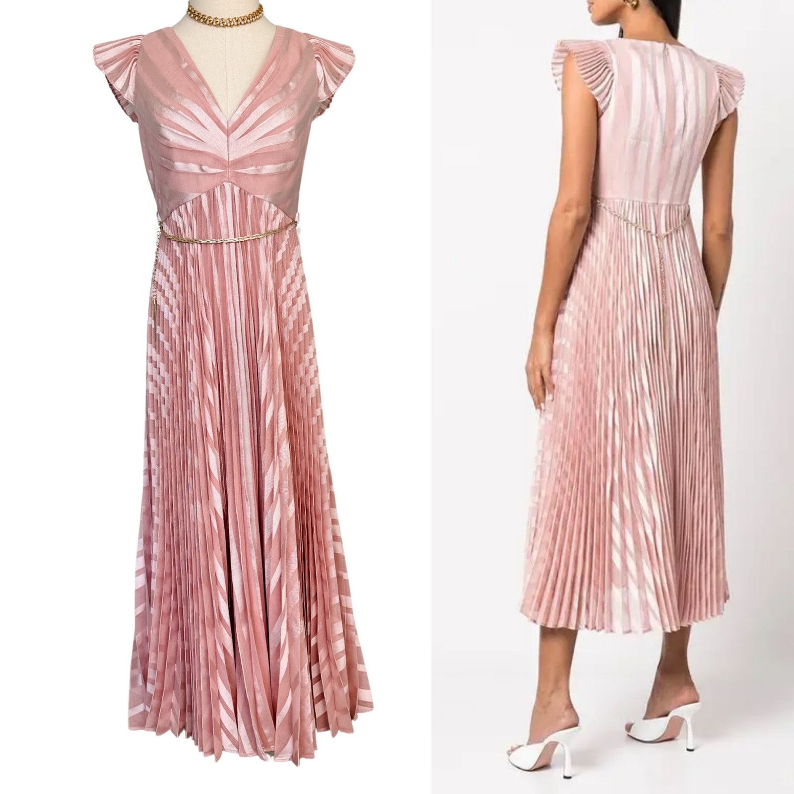 image of Zimmermann Sunray Pink Burnout Belted Midi Dress Size 1 Us 6, Women's