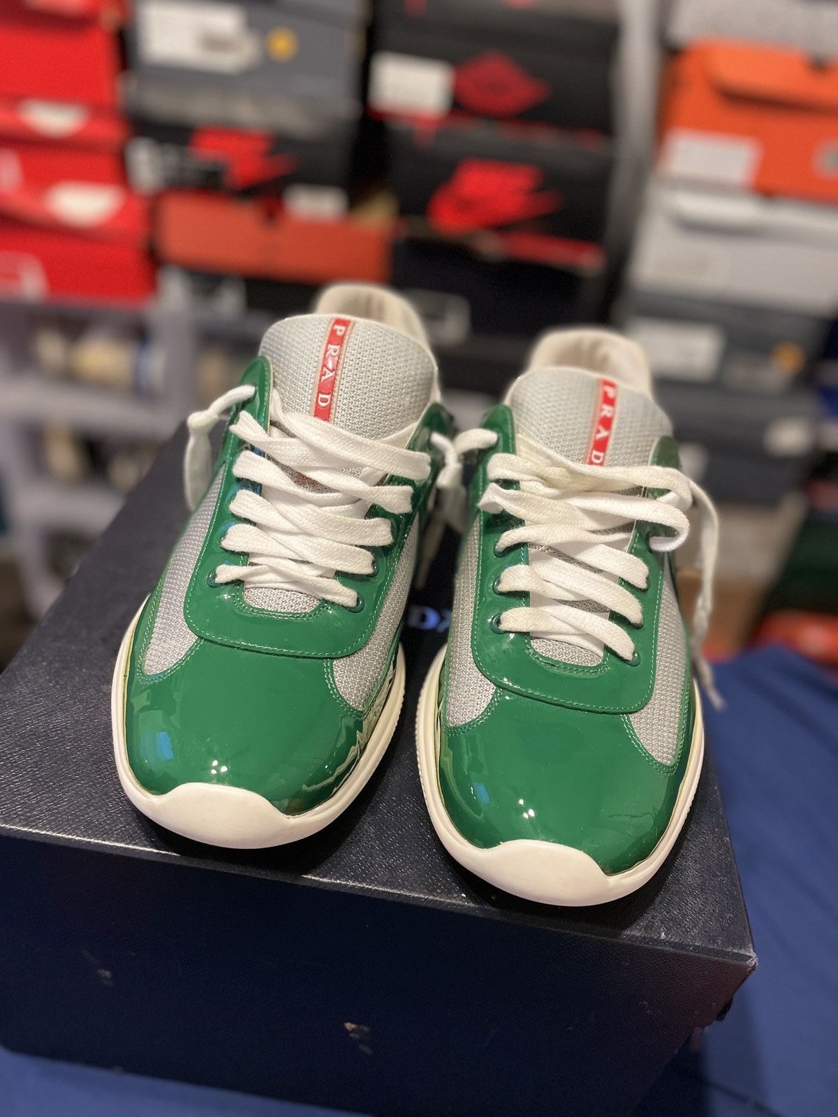 Green prada trainers clearance