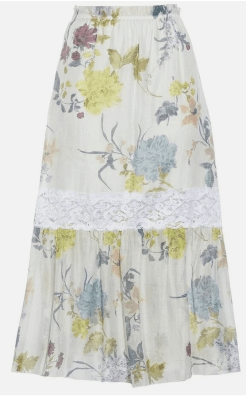 See by Chloe SEE BY CHLOÉ Lace Trimmed Flora Voile Midi Skirt NWT Size 26" / US 2 / IT 38 - 2 Thumbnail