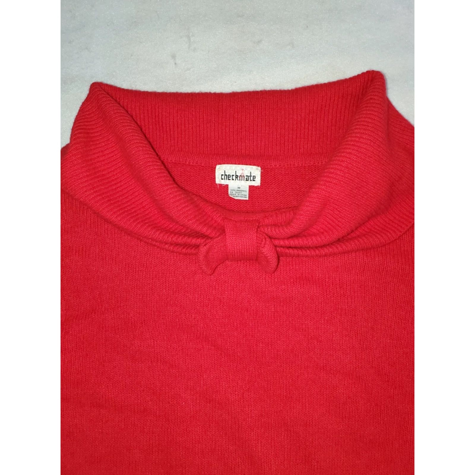 Vintage VINTAGE Checkmate Sweater Womens Size M 100% Lambs Wool Red 80s 100% Lambs Wool EUC Hong Kong Size M / US 6-8 / IT 42-44 - 2 Thumbnail