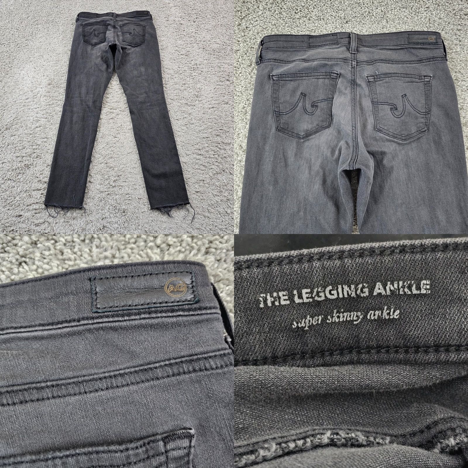 Vintage AG Adriano Goldschmied Jeans Womens Black 29 Mid Rise Ankle Skinny 29x28 Size 29" - 8 Thumbnail