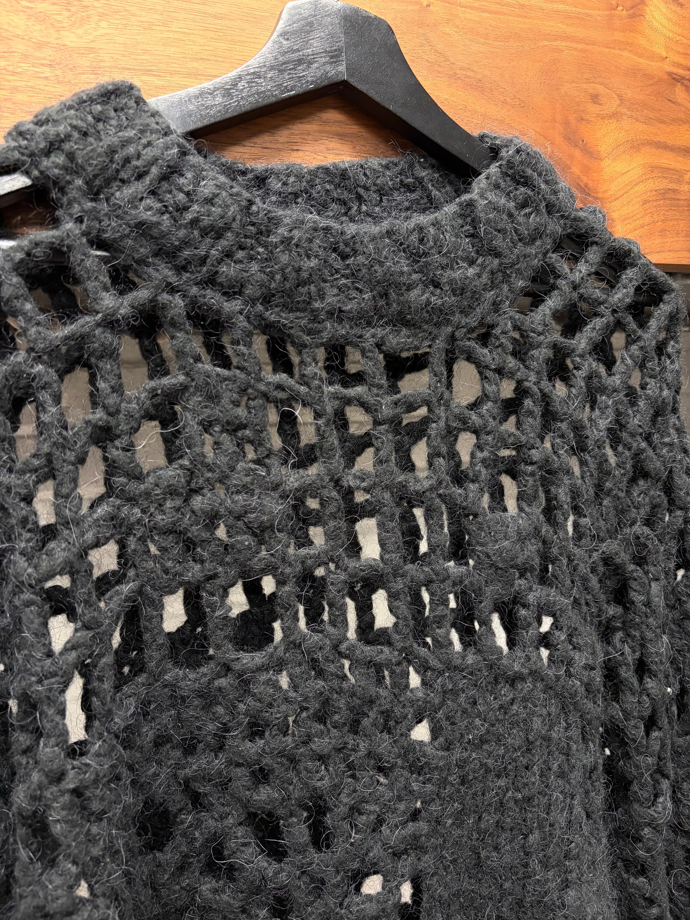 Maison Margiela SS2020 Maison Margiela Loose Gauge Black Distressed Knit Sweater Size US M / EU 48-50 / 2 - 2 Thumbnail