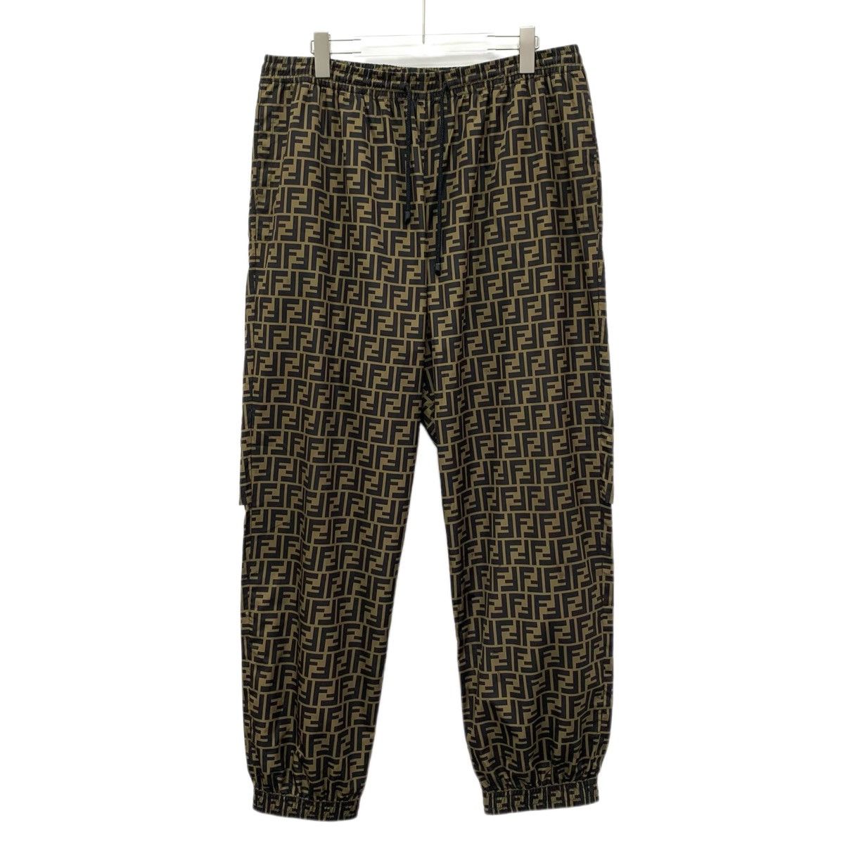 Fendi Fendi Brown All-over Logo Printed Cuffed Casual Pants K26WX Size US 38 / EU 54 - 1 Thumbnail