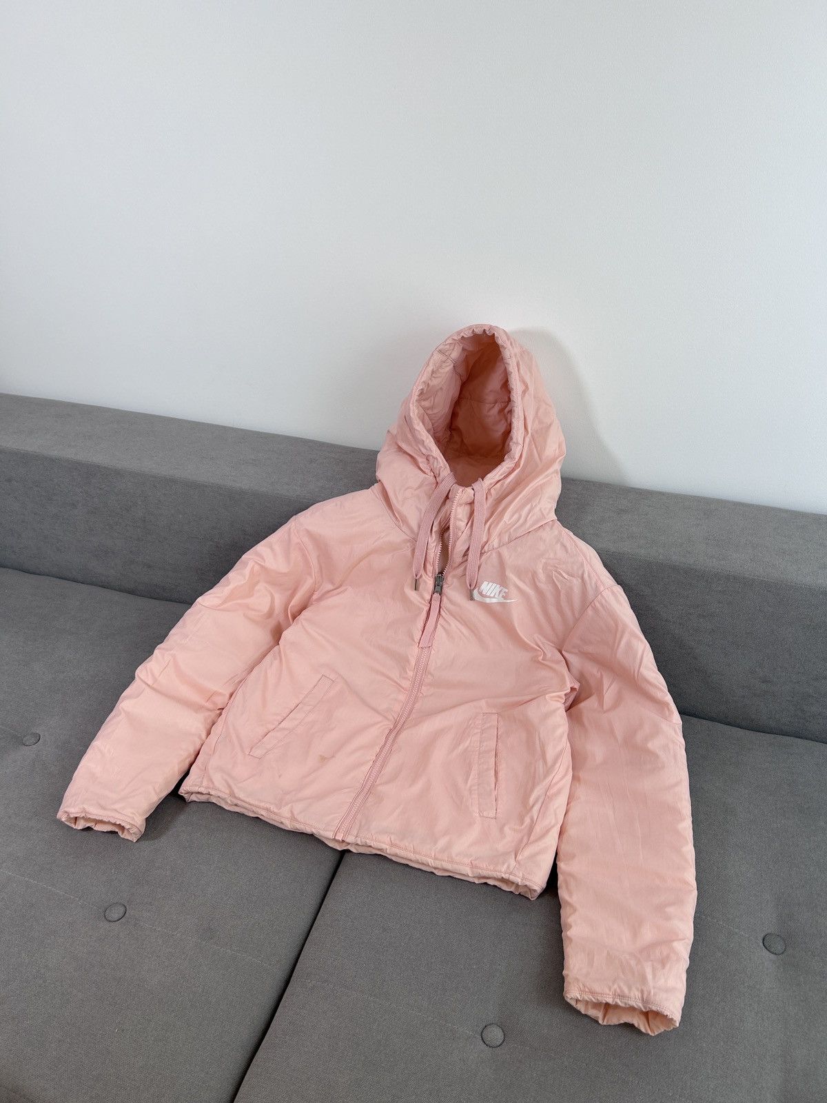 Nike × Vintage Vintage Y2K Nike Nylon Drill Puffer Jacket Swoosh Size S / US 4 / IT 40 - 1 Thumbnail