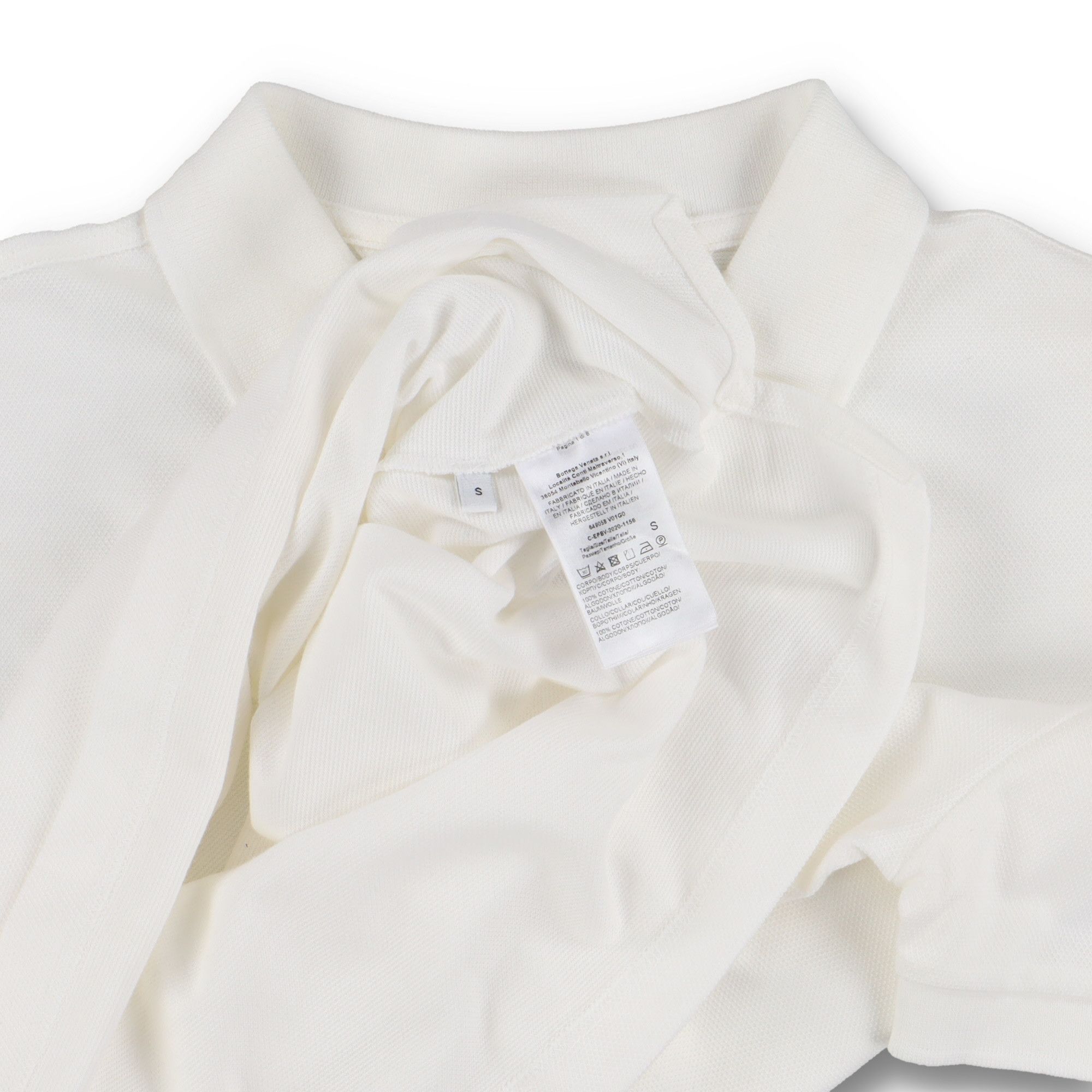 Bottega Veneta Chalk White Cotton Dry Piquet Polo Size US S / EU 44-46 / 1 - 7 Thumbnail
