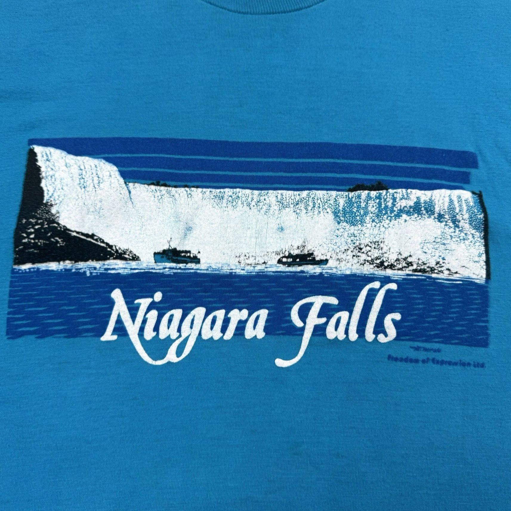 Hanes VINTAGE Niagara Falls T Shirt Men Large Blue Waterfall Nature 1980s Hanes Crew Neck Short Sleeve 80s Size US L / EU 52-54 / 3 - 3 Thumbnail