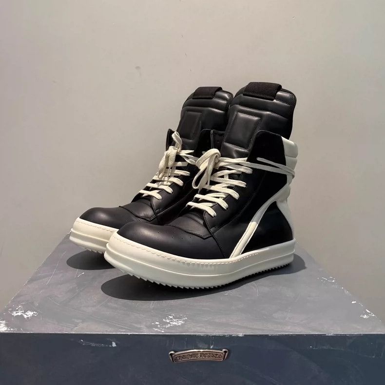 Rick Owens rick owens Classic black and white cowhide inverted triangl Size US 9 / EU 42 - 1 Thumbnail